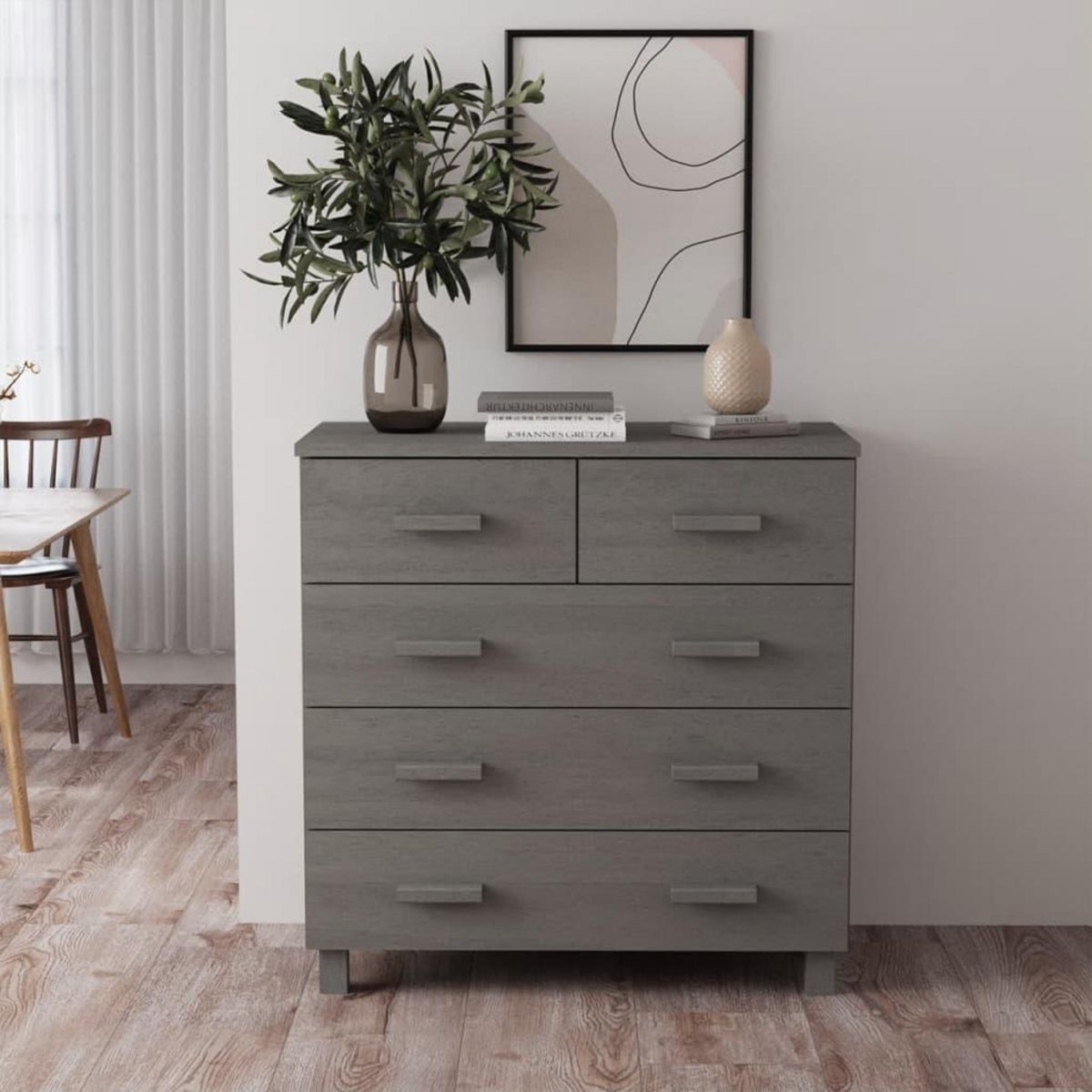 VIDAXL Buffet HAMAR Gris clair 79x40x80 cm Bois massif de pin