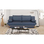 Voir la diapositive 2 : MARKET24 Banquette convertible - 3 places - NAOTO - Tissu bleu foncé - Coffre de rangement - 202 x 98 x 98 cm