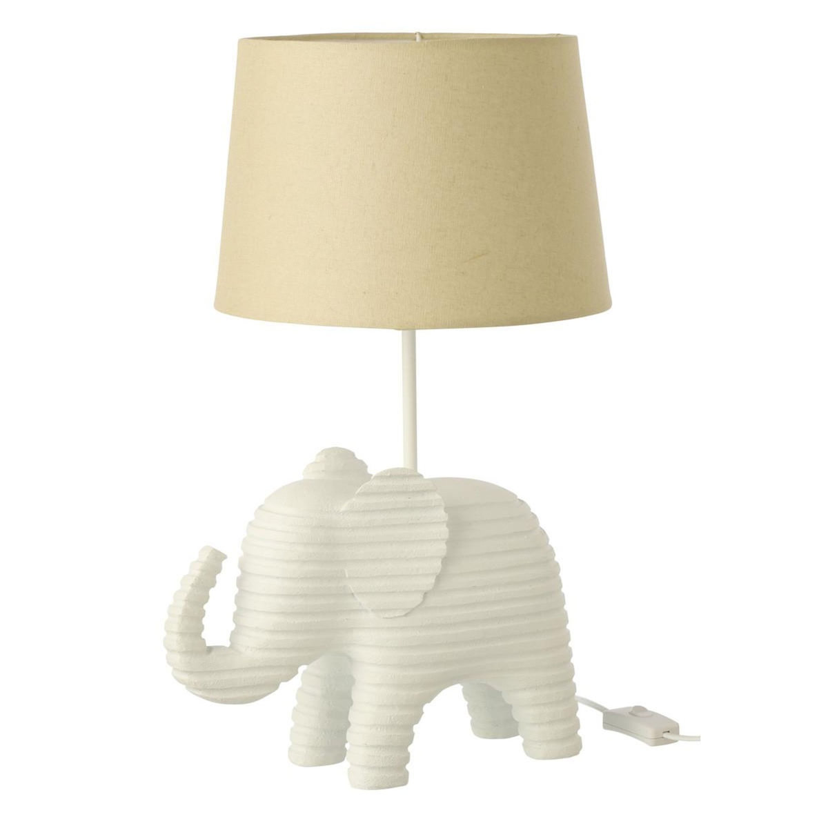 Paris Prix Lampe à Poser en Résine  Éléphant  48cm Blanc