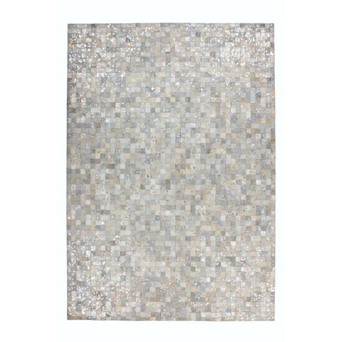 Paris Prix Tapis Patchwork en Cuir  Rocket  Gris & Argent