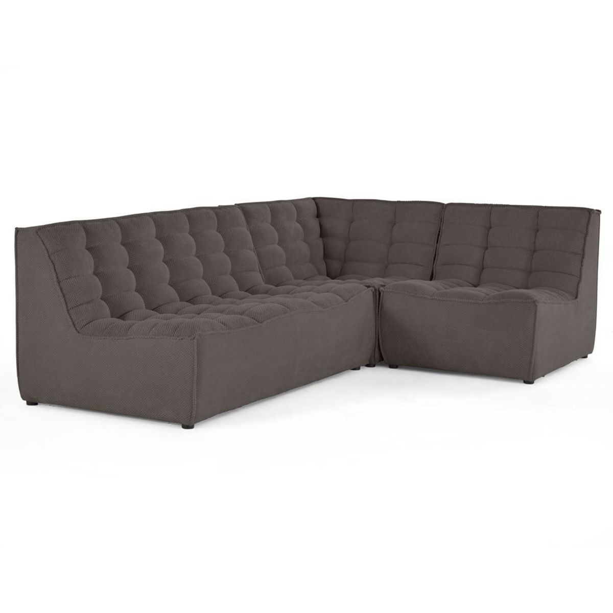 LISA DESIGN Ellie - canapé modulable d'angle réversible 4 places en velours texturé