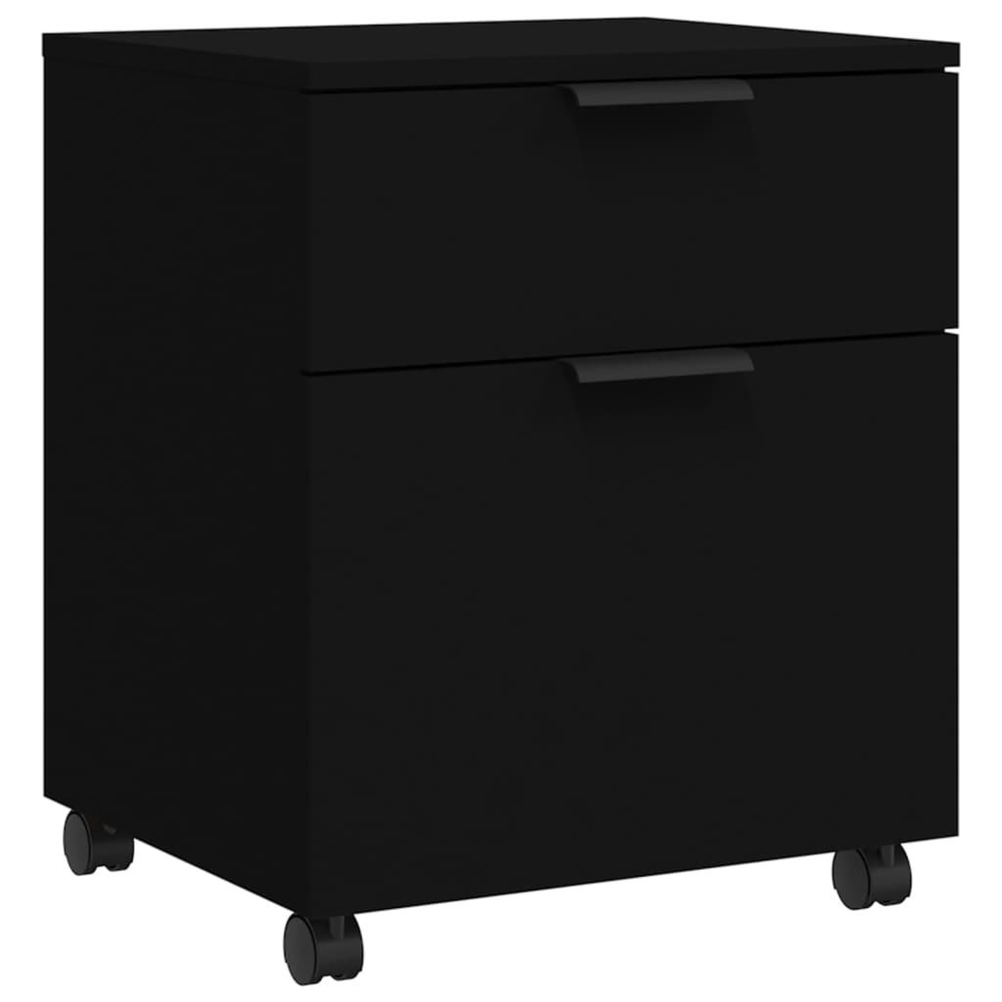 Voir la diapositive 2 : VIDAXL Classeur mobile avec roues noir 45x38x54 cm bois d'ingenierie