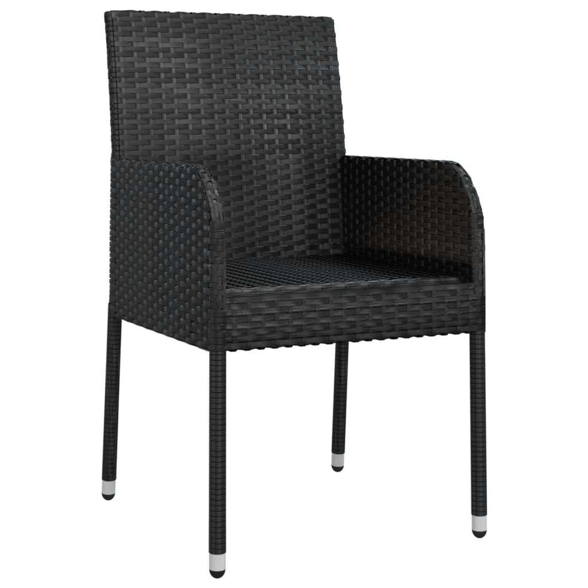 Voir la diapositive 4 : VIDAXL Chaises de jardin lot de 2 avec coussins Resine tressee Noir