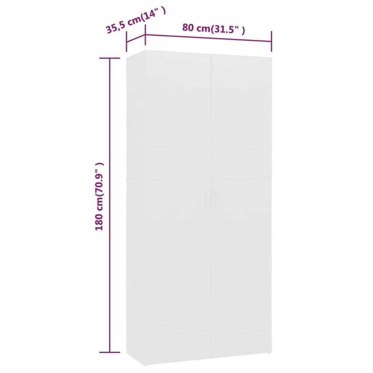 VIDAXL Armoire a chaussures Blanc 80 x 35,5 x 180 cm Bois d'ingenierie
