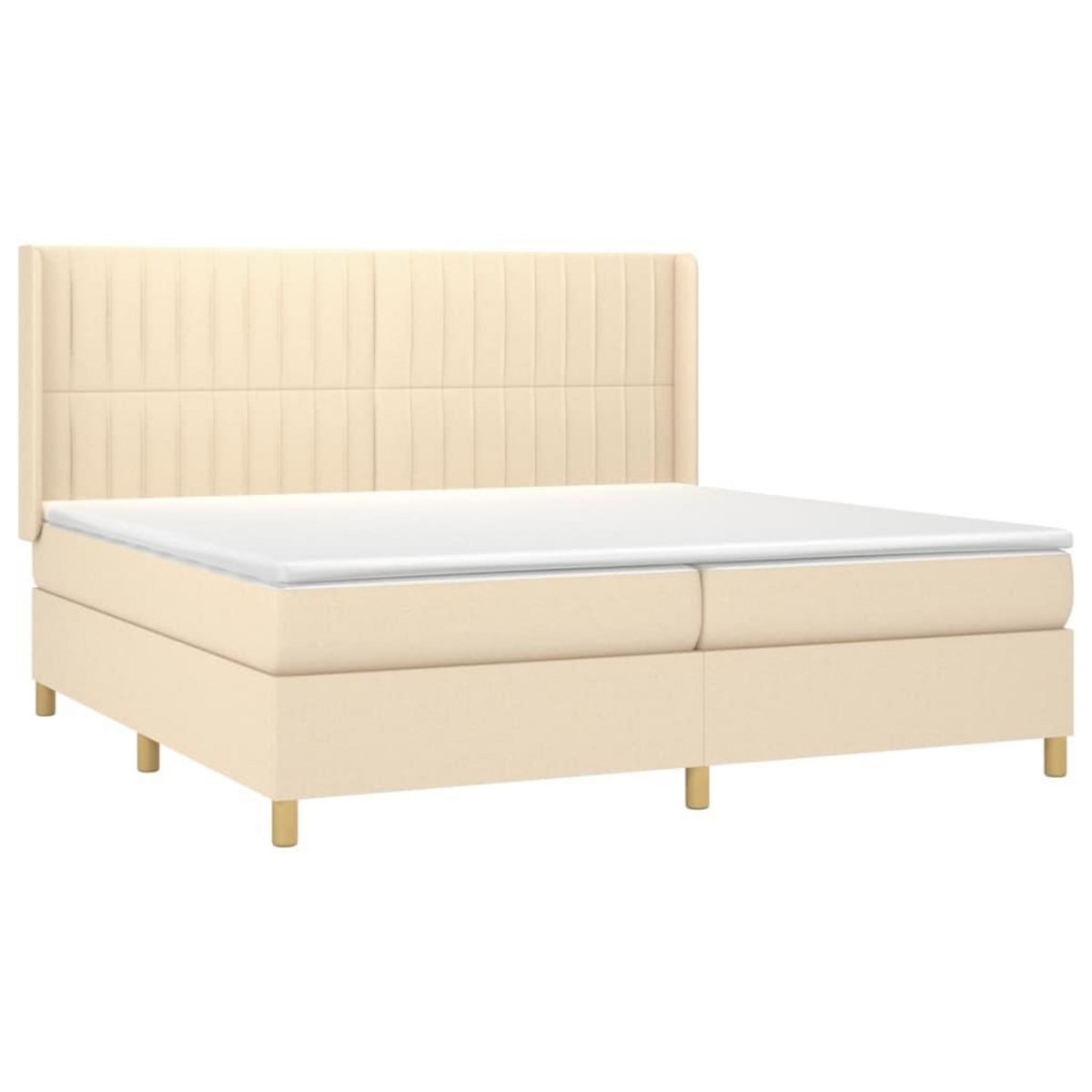 VIDAXL Sommier a lattes de lit matelas et LED Creme 200x200 cm Tissu