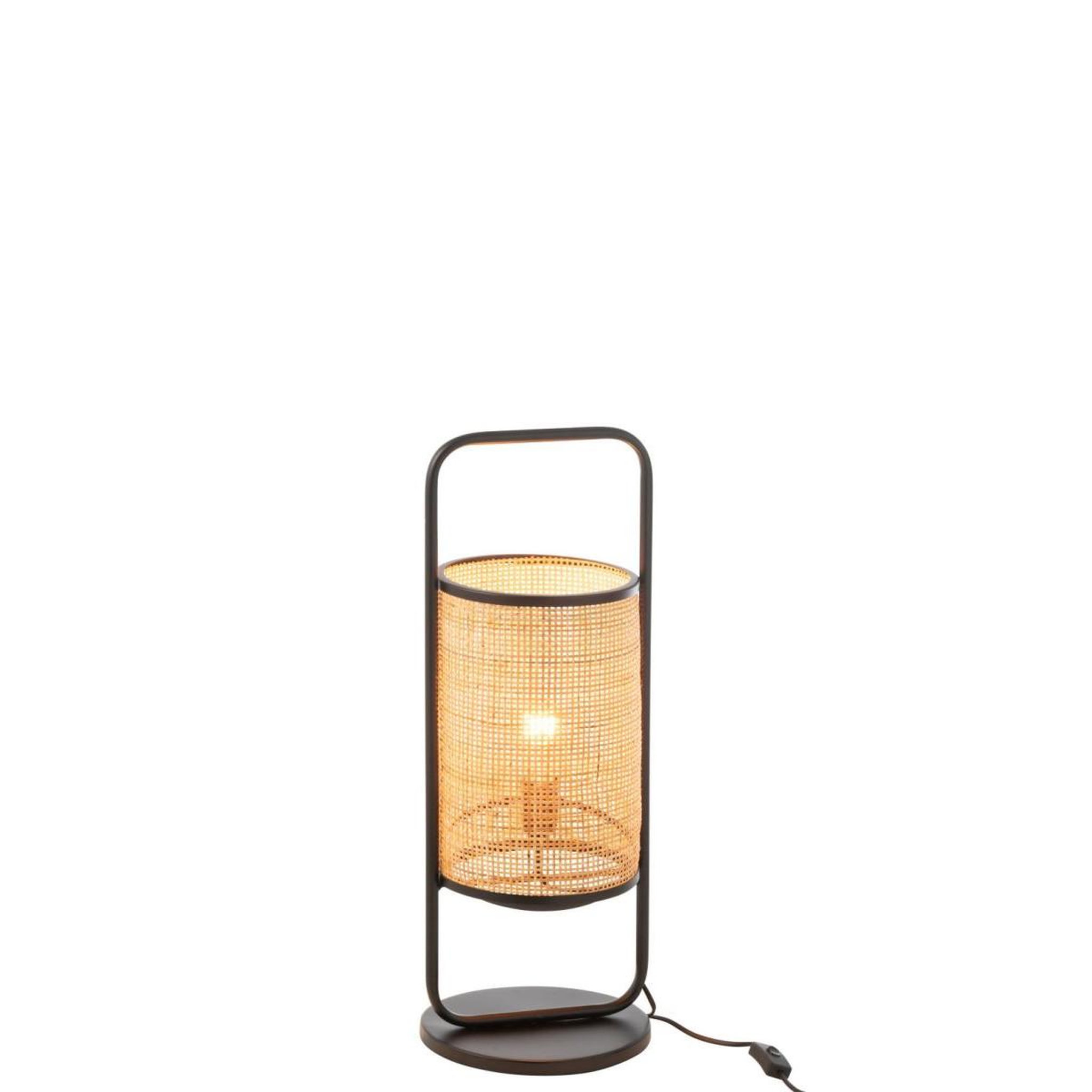 Voir la diapositive 2 : J-LINE Lampe à poser en rotin sur pied  mabel  61cm naturel