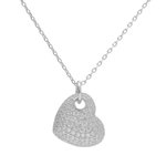 L'ATELIER D'AZUR Collier Argent 925/000 Rhodié - Cœur Pavé de Zirconiums