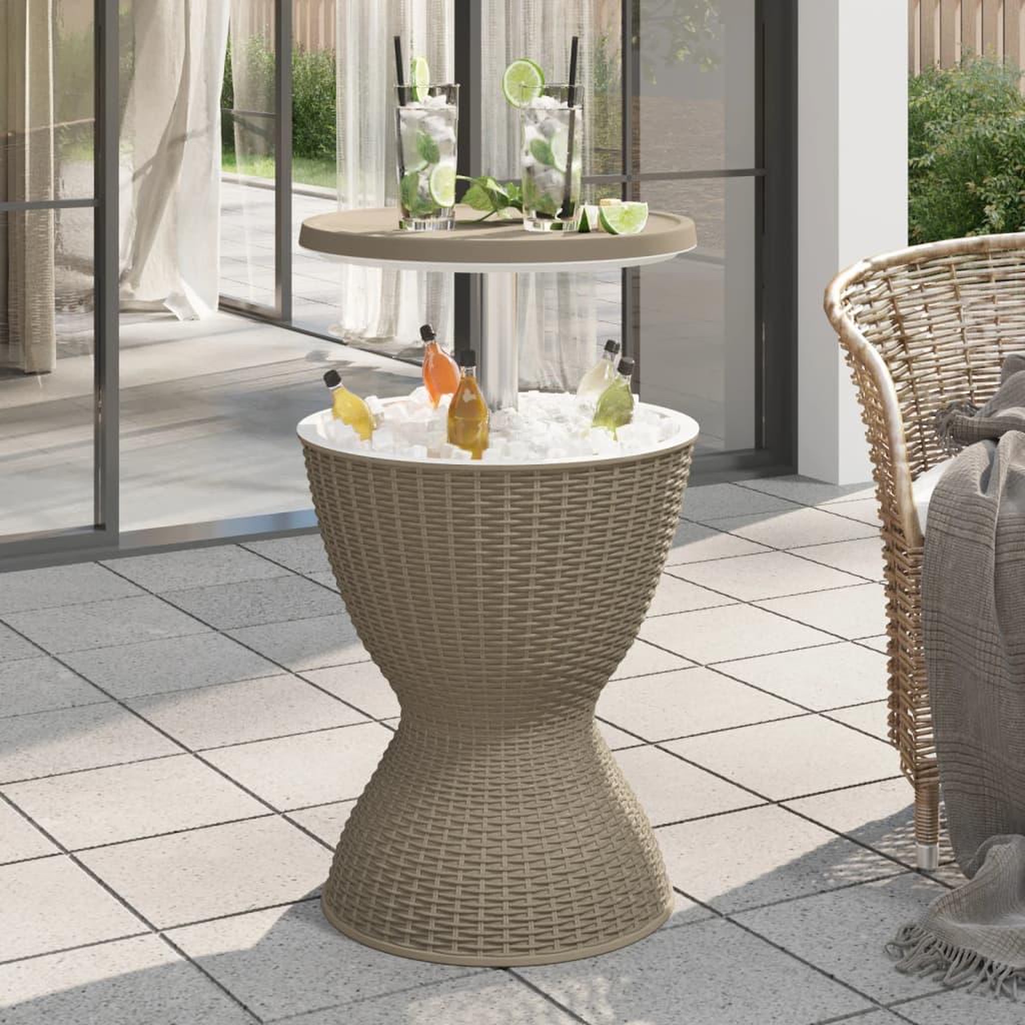 Voir la diapositive 1 : VIDAXL Table a glaciere 3 en 1 marron clair polypropylene