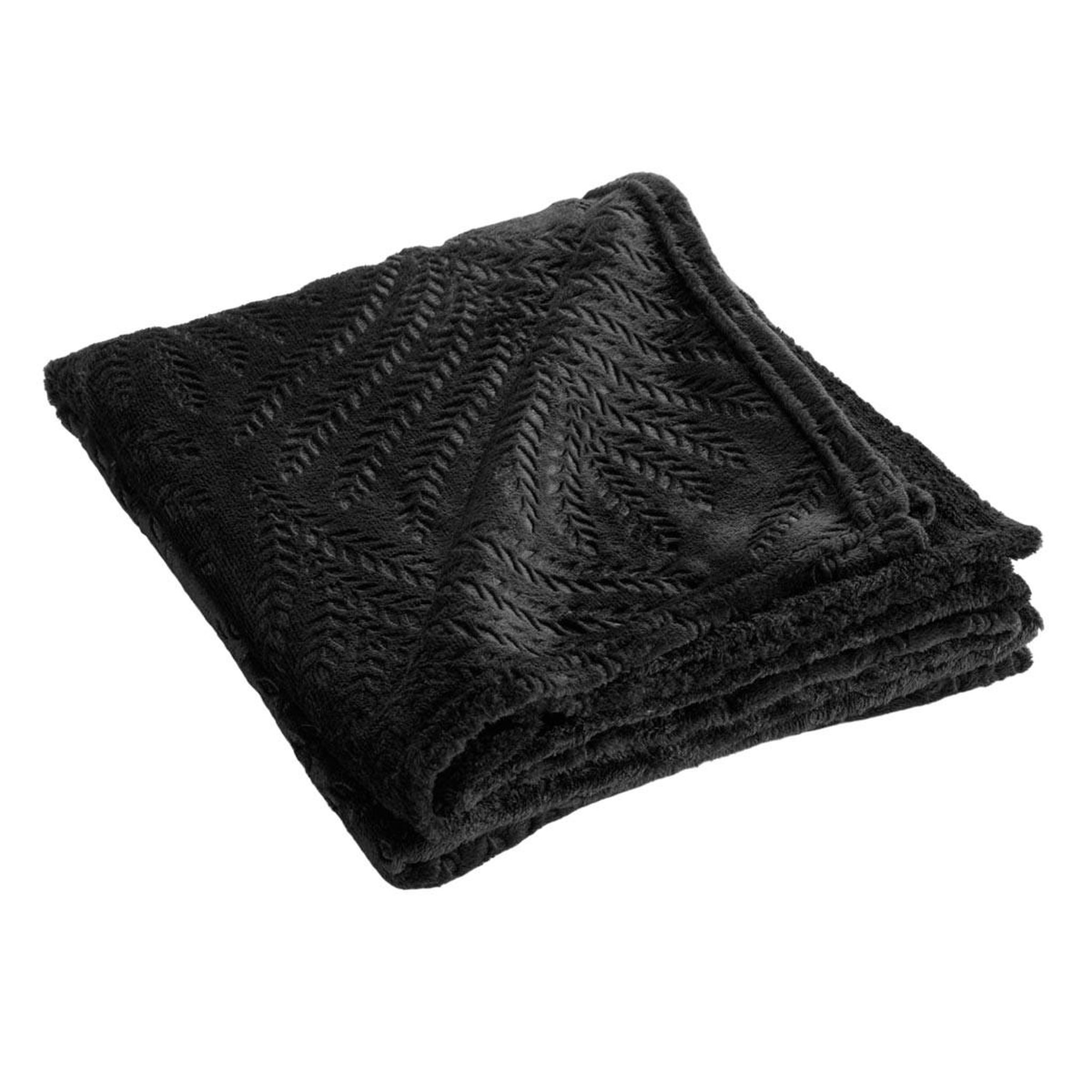 Douceur d'Intérieur Plaid uni en flanelle  nelia  125x150cm noir