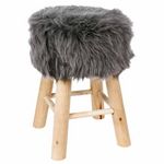 ATMOSPHERA Tabouret Imitation Fourrure  Oslo  42cm Gris