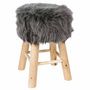 Voir la diapositive 1 : ATMOSPHERA Tabouret Imitation Fourrure  Oslo  42cm Gris