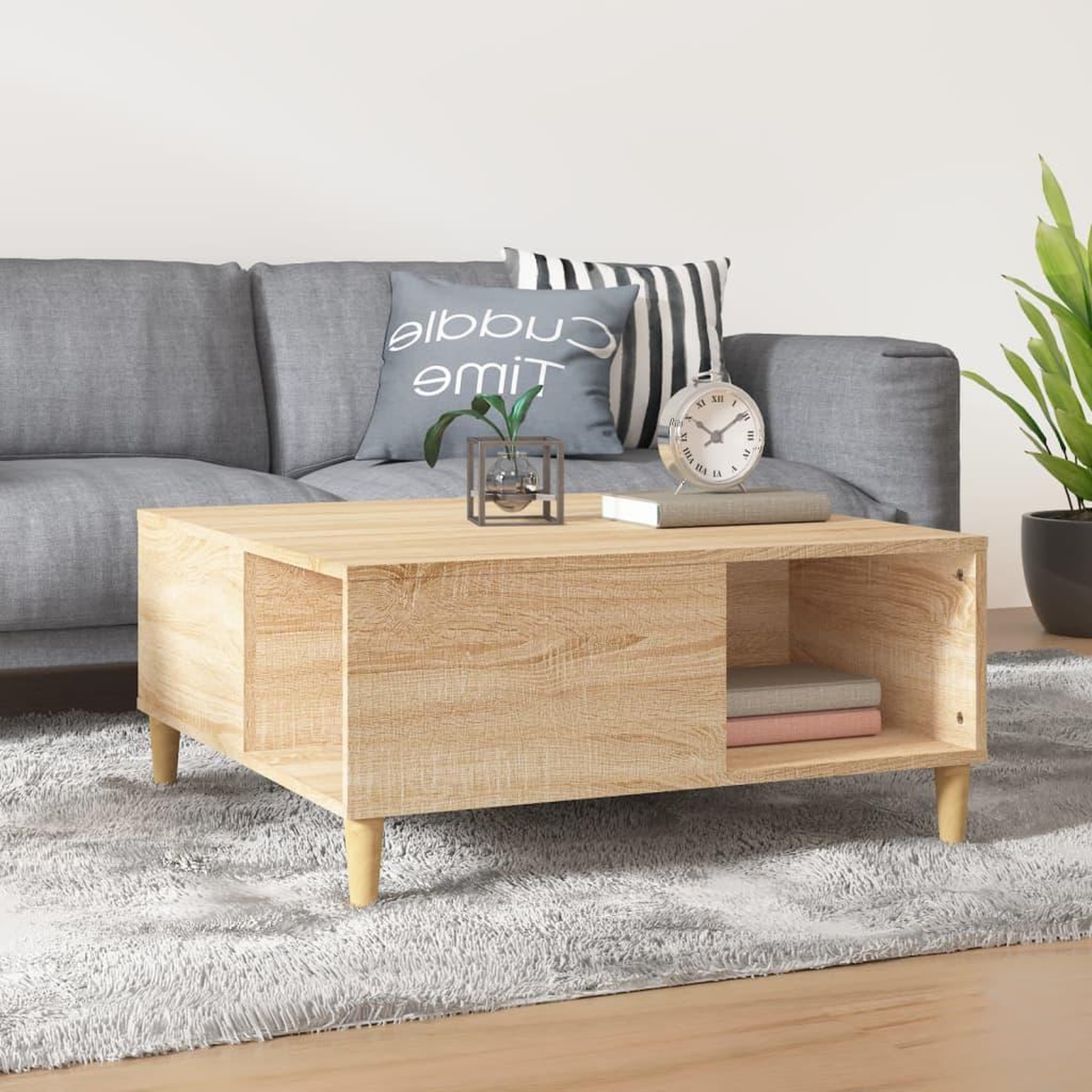 Voir la diapositive 1 : VIDAXL Table basse chene sonoma 80x80x36,5 cm bois d'ingenierie