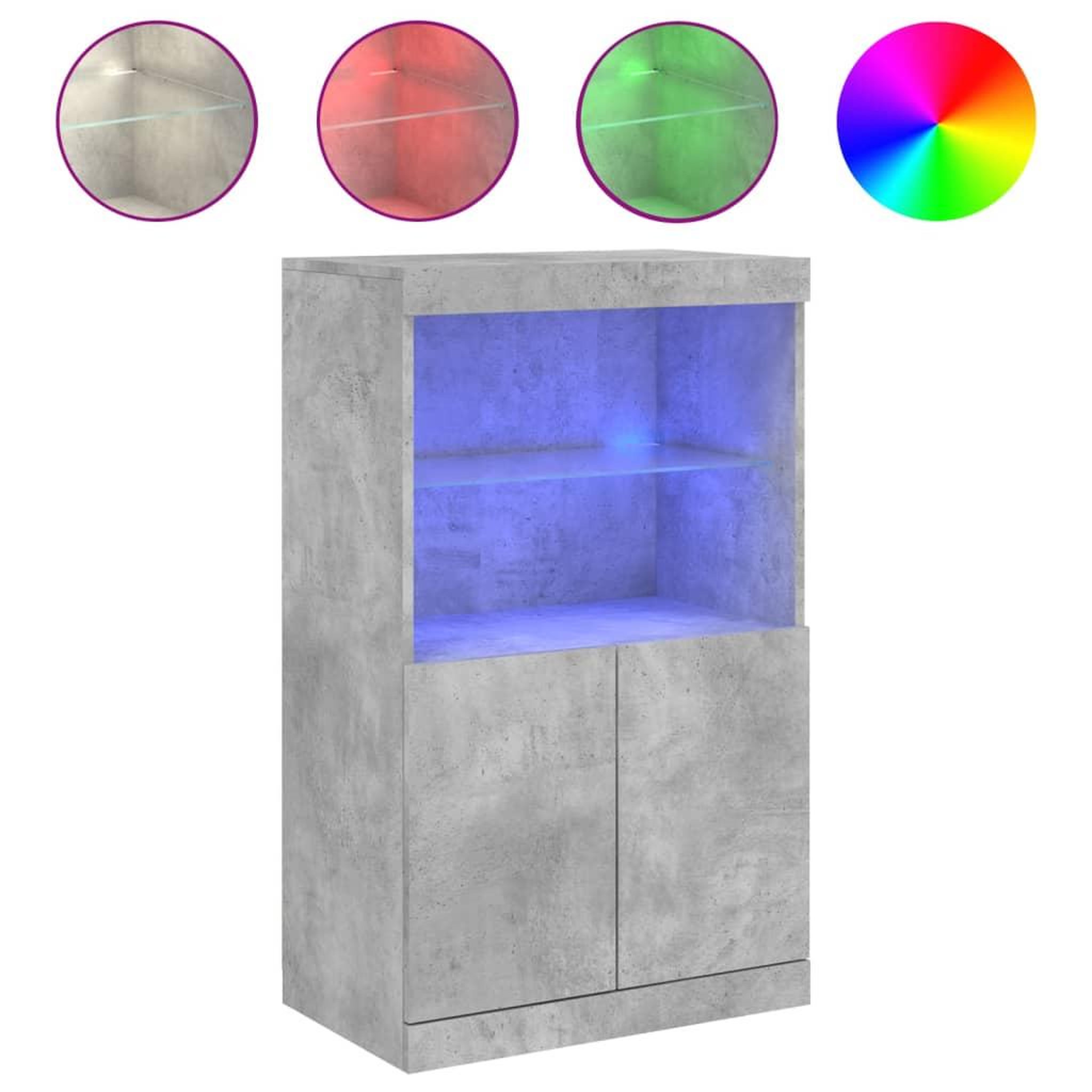 Voir la diapositive 2 : VIDAXL Buffet avec lumieres LED gris beton 60,5x37x100 cm