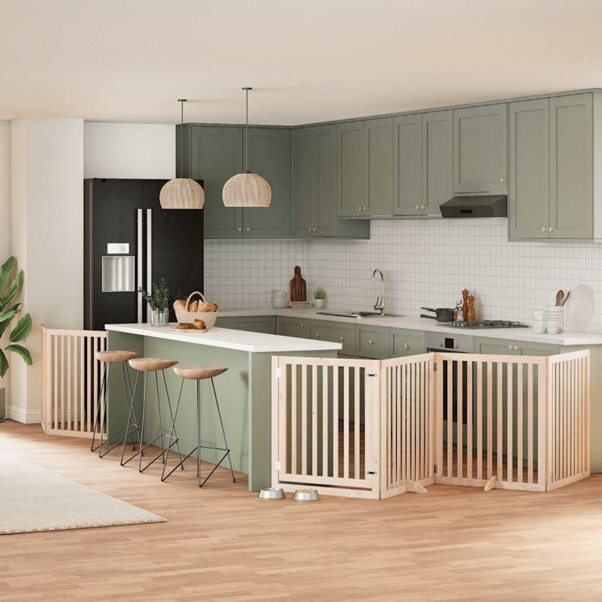 VIDAXL Barriere pour chien porte pliable 8 panneaux bois de peuplier