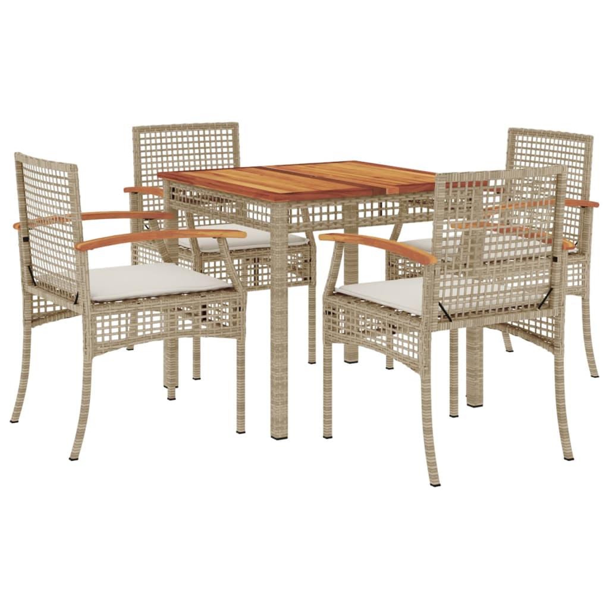 Voir la diapositive 2 : VIDAXL Ensemble a manger de jardin avec coussins 5pcs Beige poly rotin