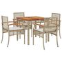 Voir la diapositive 2 : VIDAXL Ensemble a manger de jardin avec coussins 5pcs Beige poly rotin