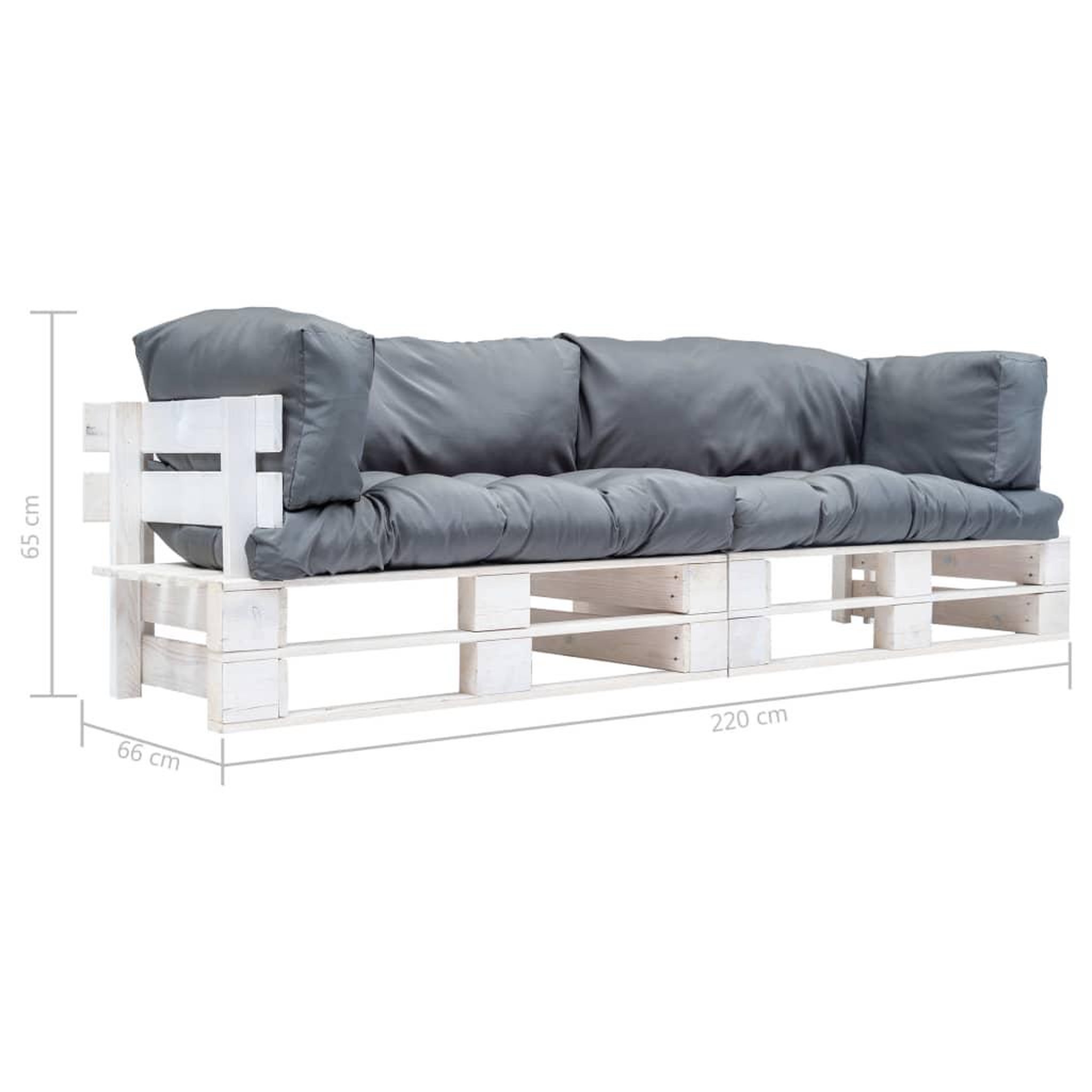 Voir la diapositive 3 : VIDAXL Canapes de jardin palette 2 pcs avec coussins Gris Pinede