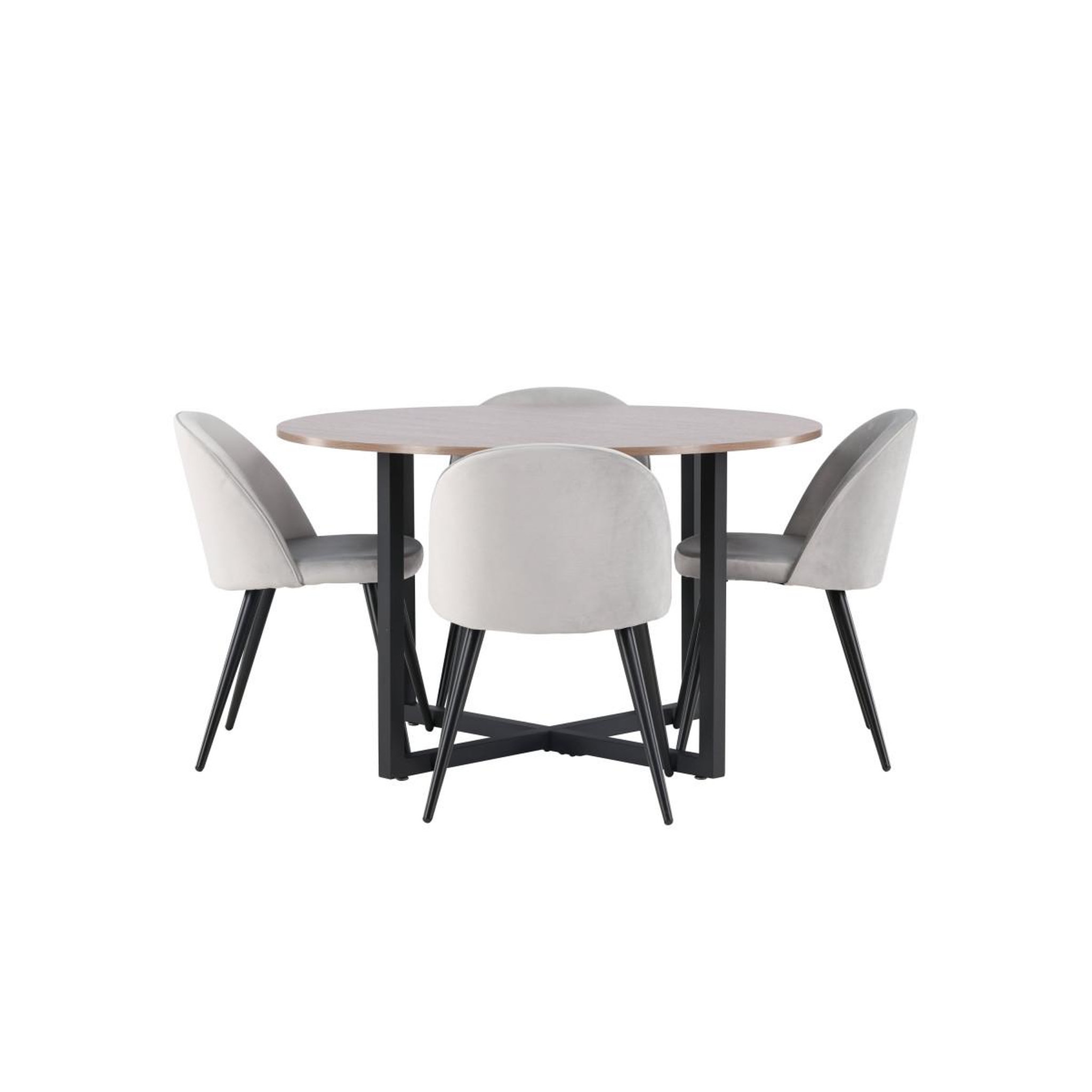 Voir la diapositive 2 : Paris Prix Ensemble table à manger & 4 chaises  durango & velvet  120cm noyer & gris
