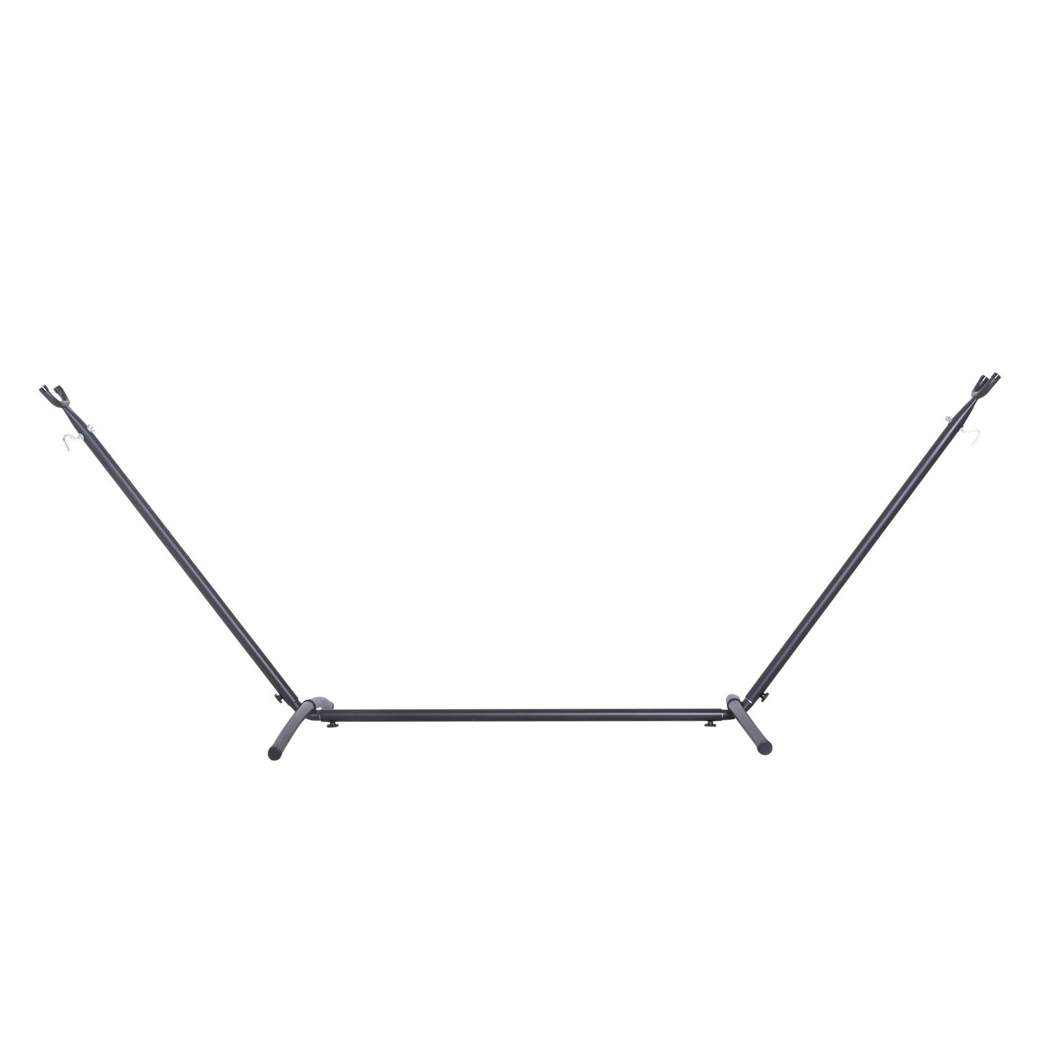 Voir la diapositive 4 : OUTSUNNY Support pied de hamac structure robuste métal époxy noir hauteur réglable 6 niveaux dim. 2,80L x 1,20l x 1,10H m