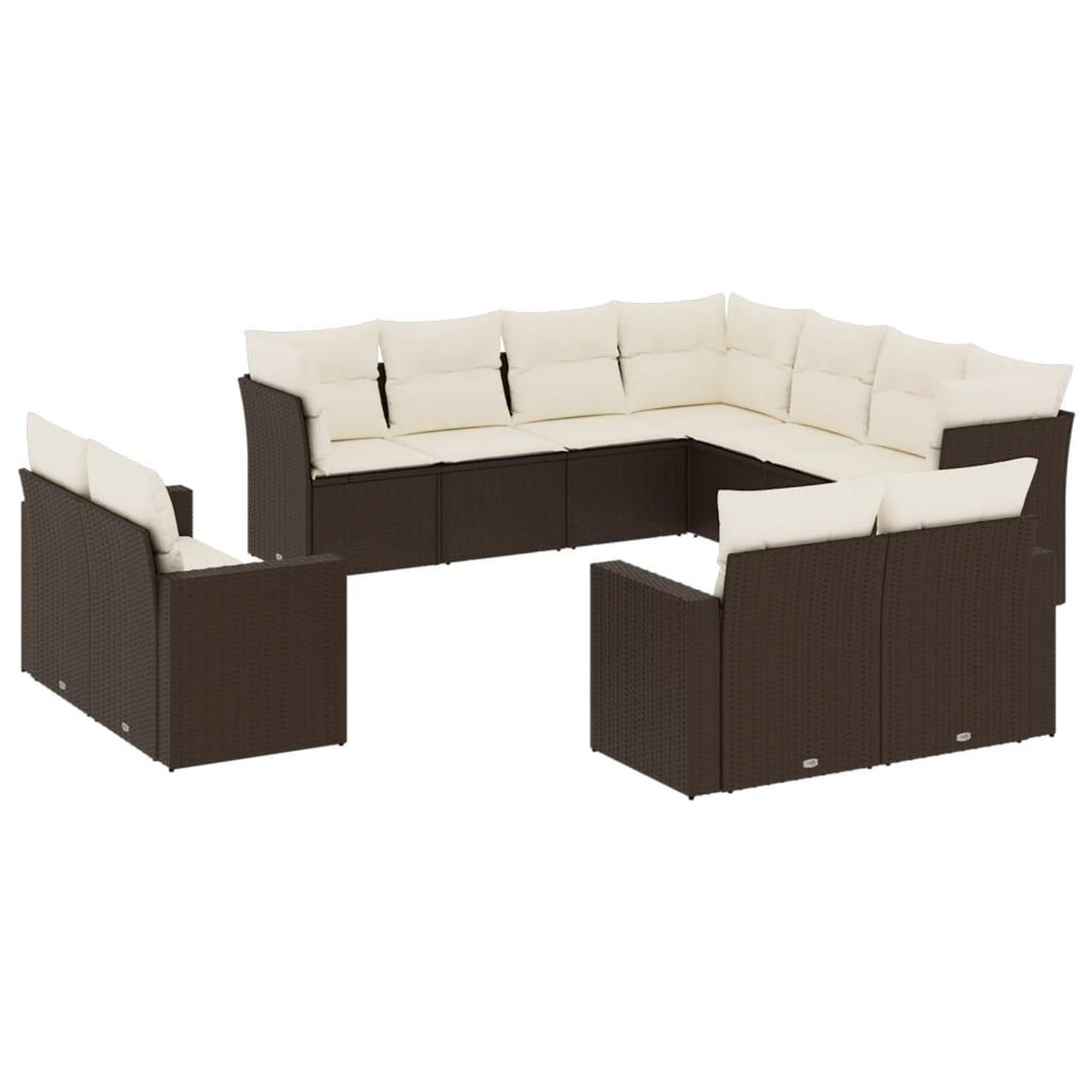 Voir la diapositive 2 : VIDAXL Salon de jardin et coussins 11 pcs marron resine tressee