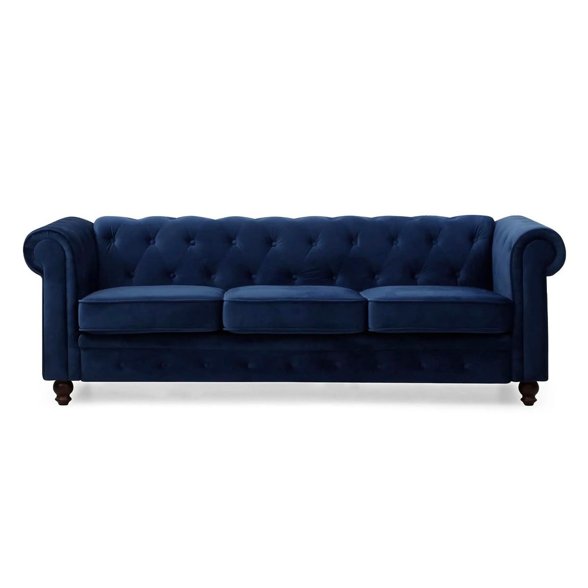 Voir la diapositive 1 : Paris Prix Canapé 3 places velours  chesterfield  209cm bleu