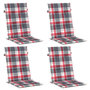Voir la diapositive 3 : VIDAXL Coussins de chaise jardin dossier haut lot de 4 carreaux rouges