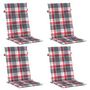 Voir la diapositive 3 : VIDAXL Coussins de chaise jardin dossier haut lot de 4 carreaux rouges