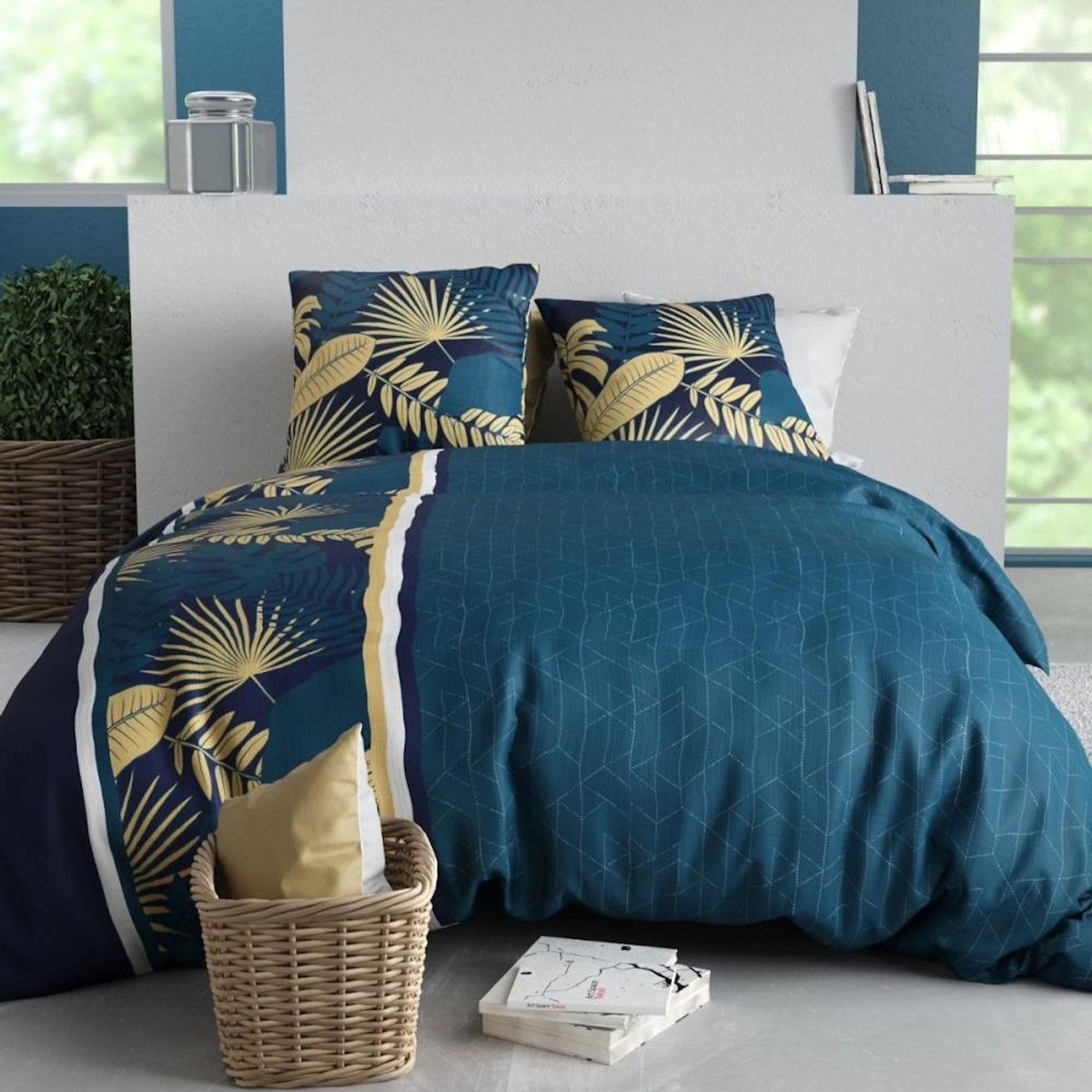 ATELIER DU COTON Housse de couette 260x240 + 2 taies en coton 57 fils