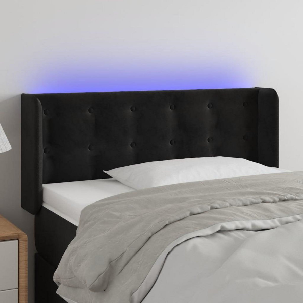 VIDAXL Tete de lit a LED Noir 83x16x78/88 cm Velours