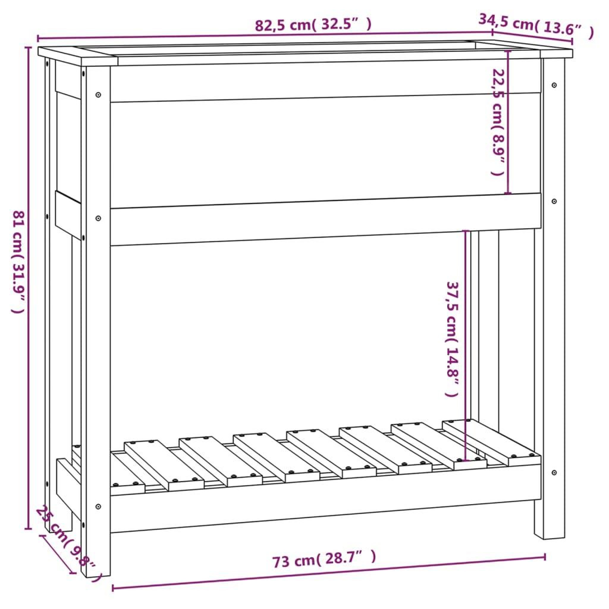 Voir la diapositive 6 : VIDAXL Jardiniere avec etagere Marron miel 82,5x34,5x81 cm Bois de pin