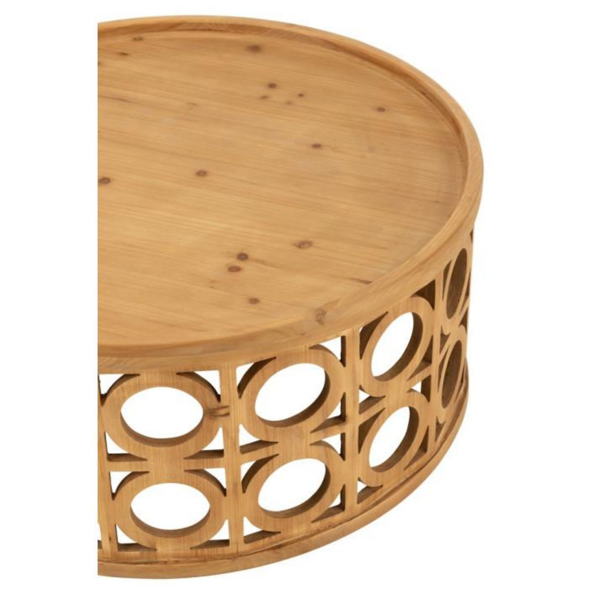 Paris Prix Table Basse Sculptée en Bois  Charity  80cm Naturel