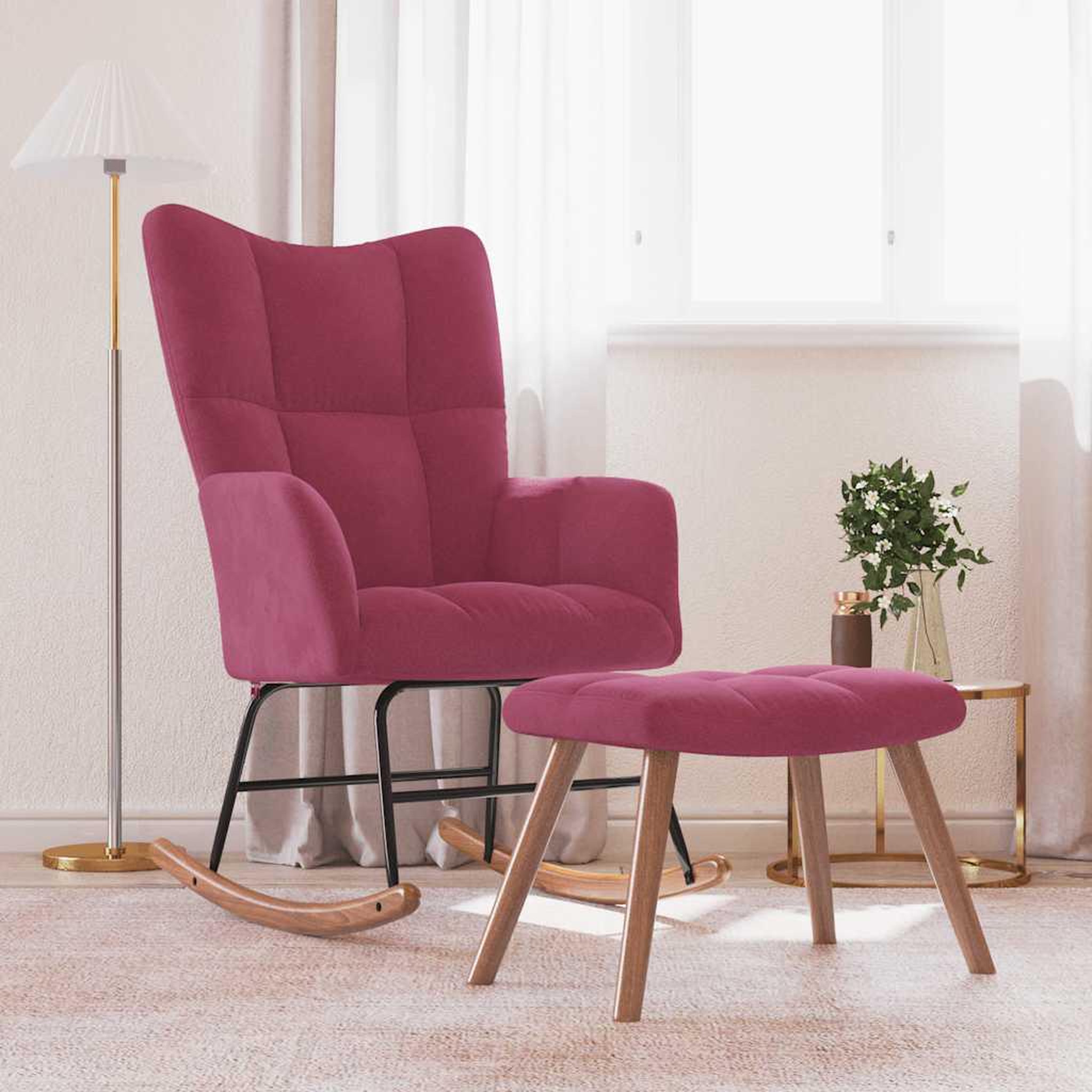 VIDAXL Chaise a bascule avec repose-pied Rouge bordeaux Velours