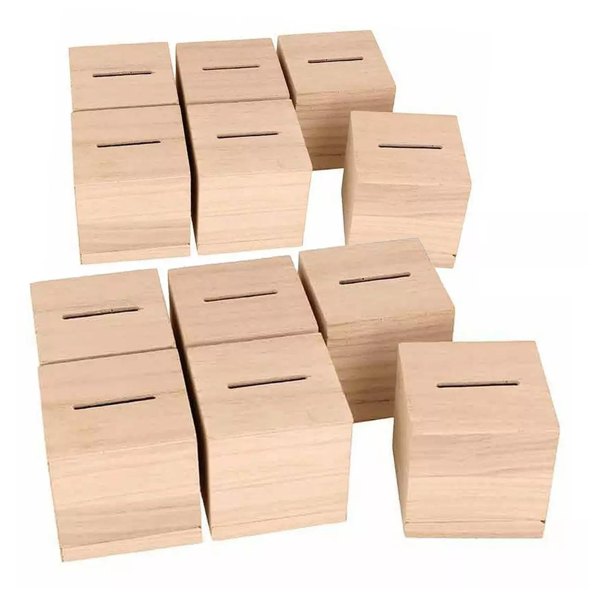 Artemio 12 tirelires cubiques en bois 6 x 6 x 6 cm