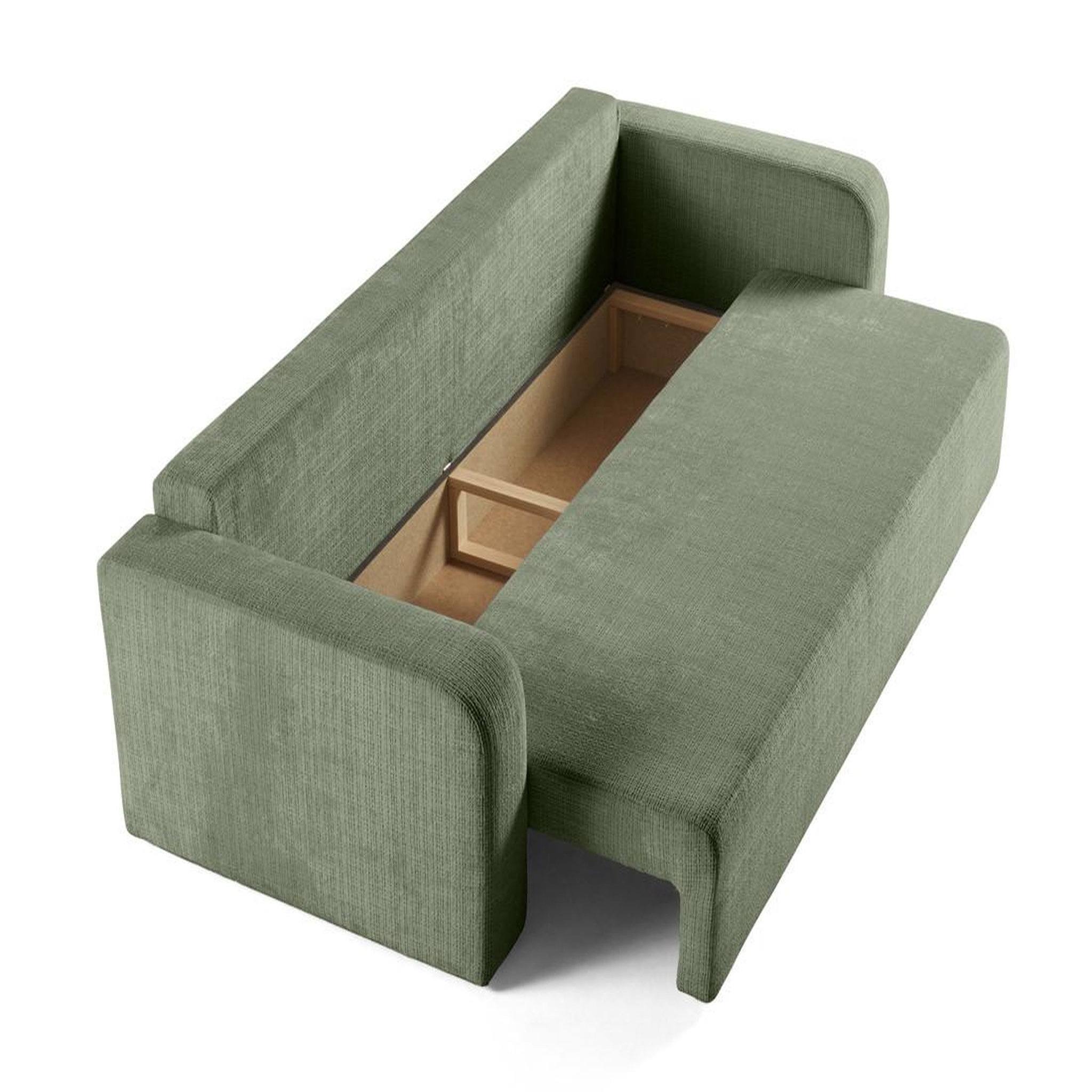 Voir la diapositive 3 : BEST MOBILIER Miro - canapé droit 3 places - convertible avec coffre - en velours texturé