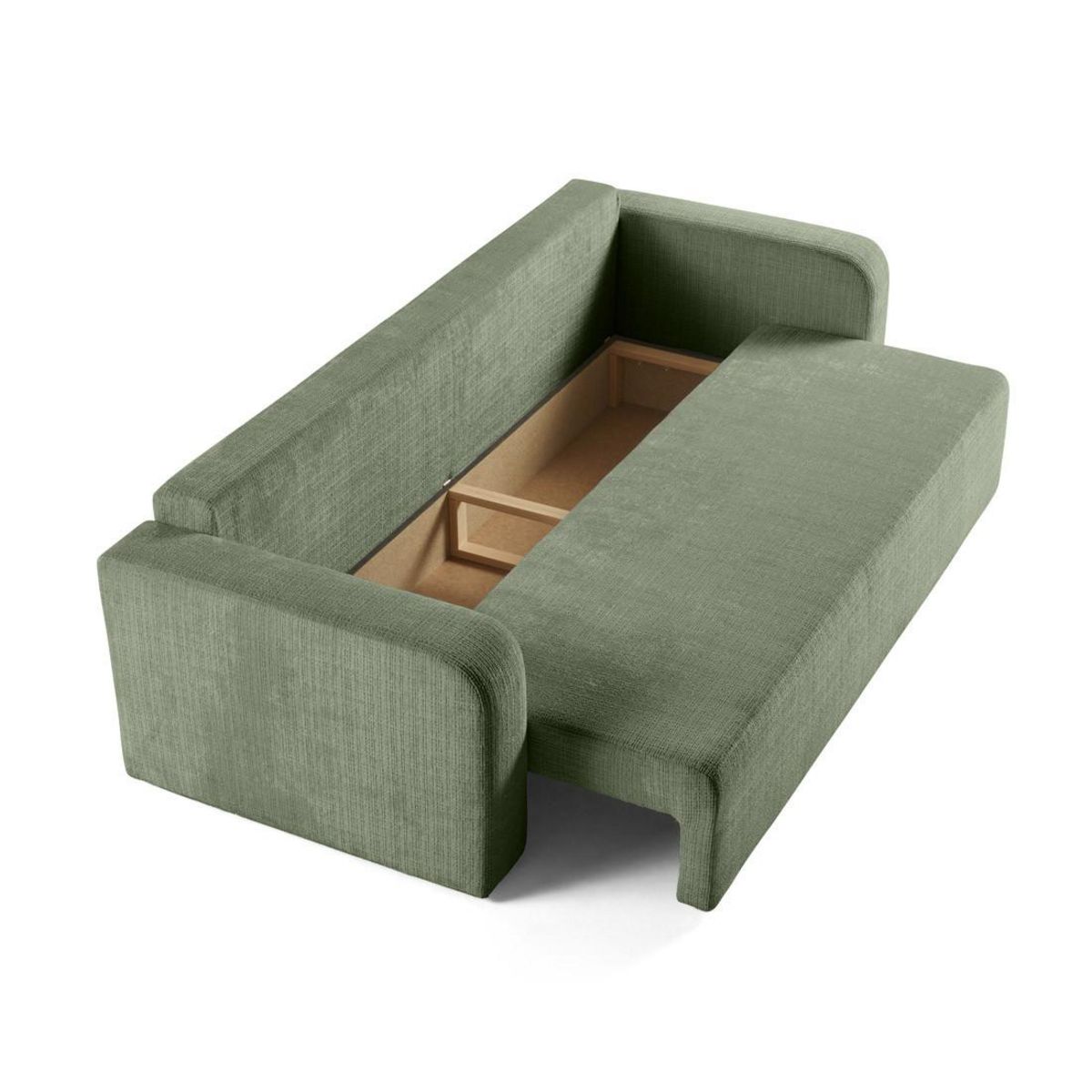 BEST MOBILIER Miro - canapé droit 3 places - convertible avec coffre - en velours texturé