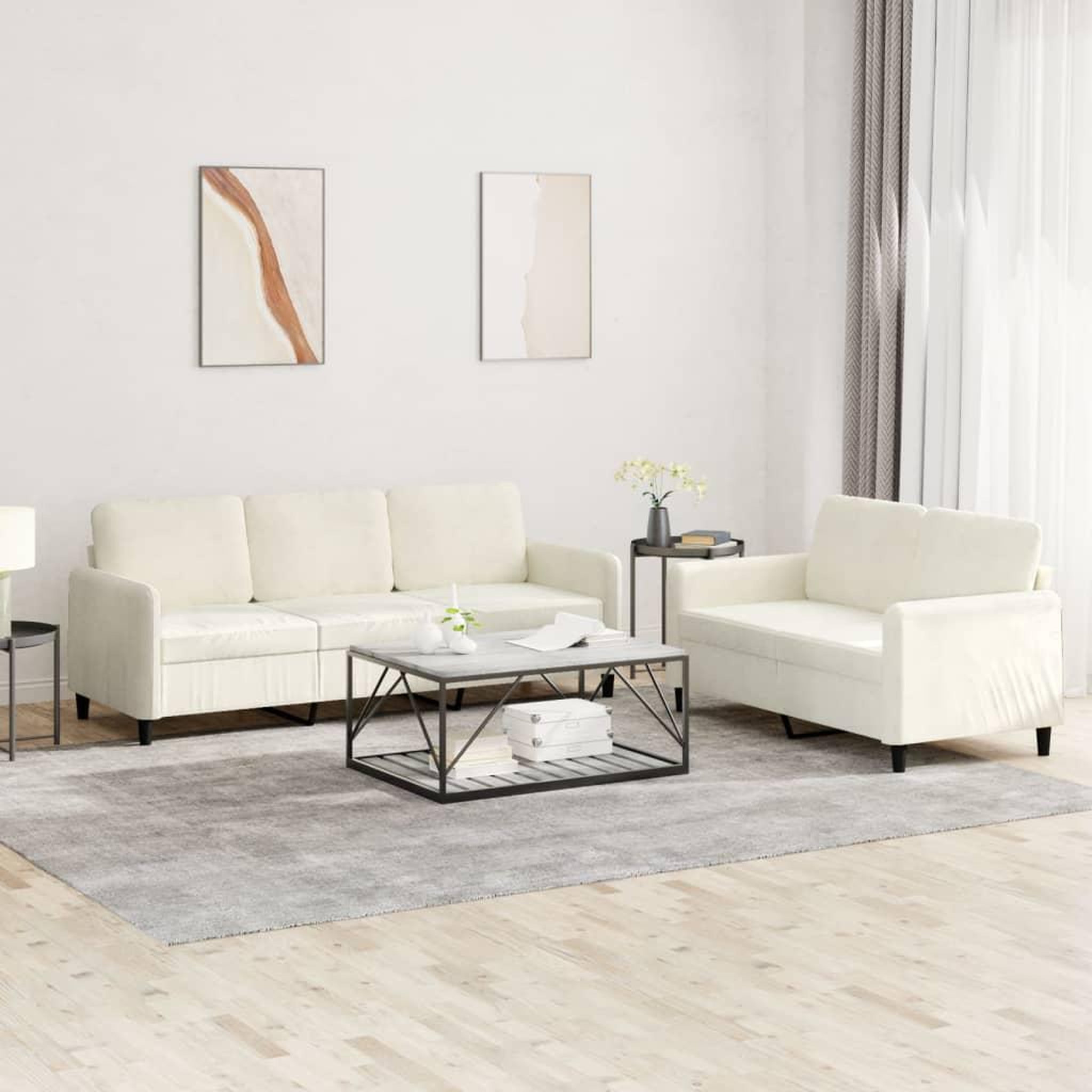 VIDAXL Ensemble de canapes 2 pcs creme velours