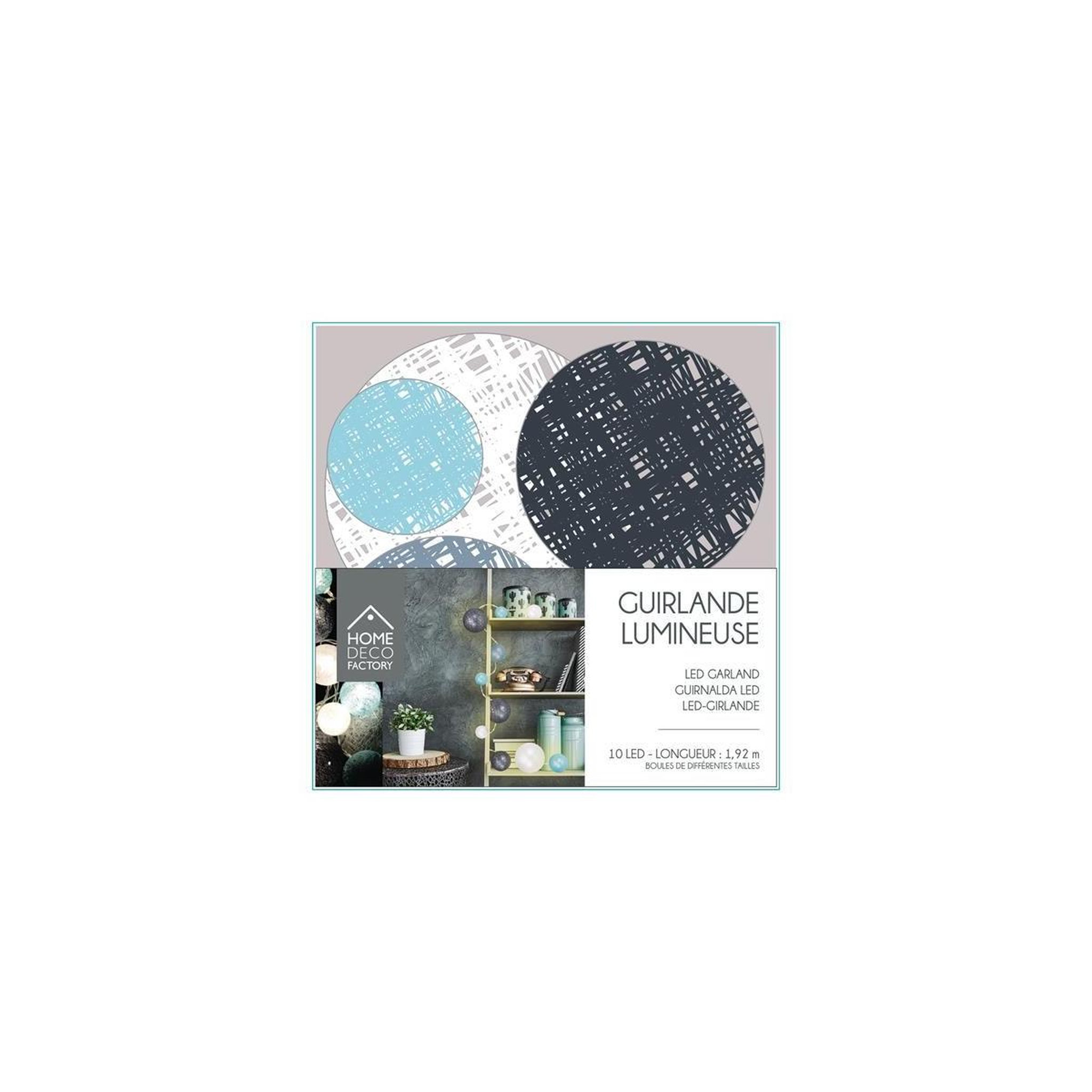 Voir la diapositive 3 : The Home Deco Factory Guirlande boules 10 led  multi taille  192cm bleu