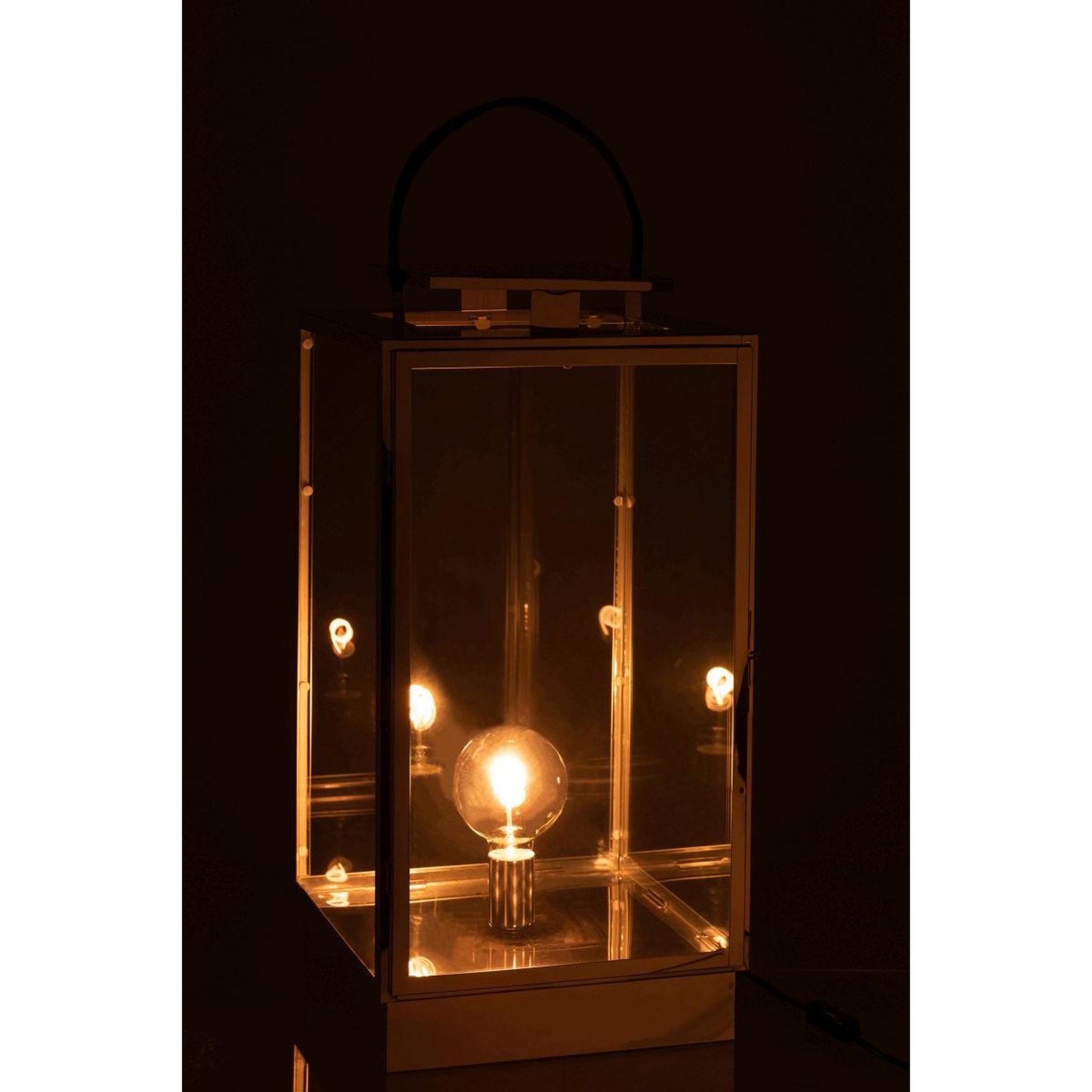 Voir la diapositive 4 : J-LINE Lanterne en Verre  Rosalinda  76cm Argent