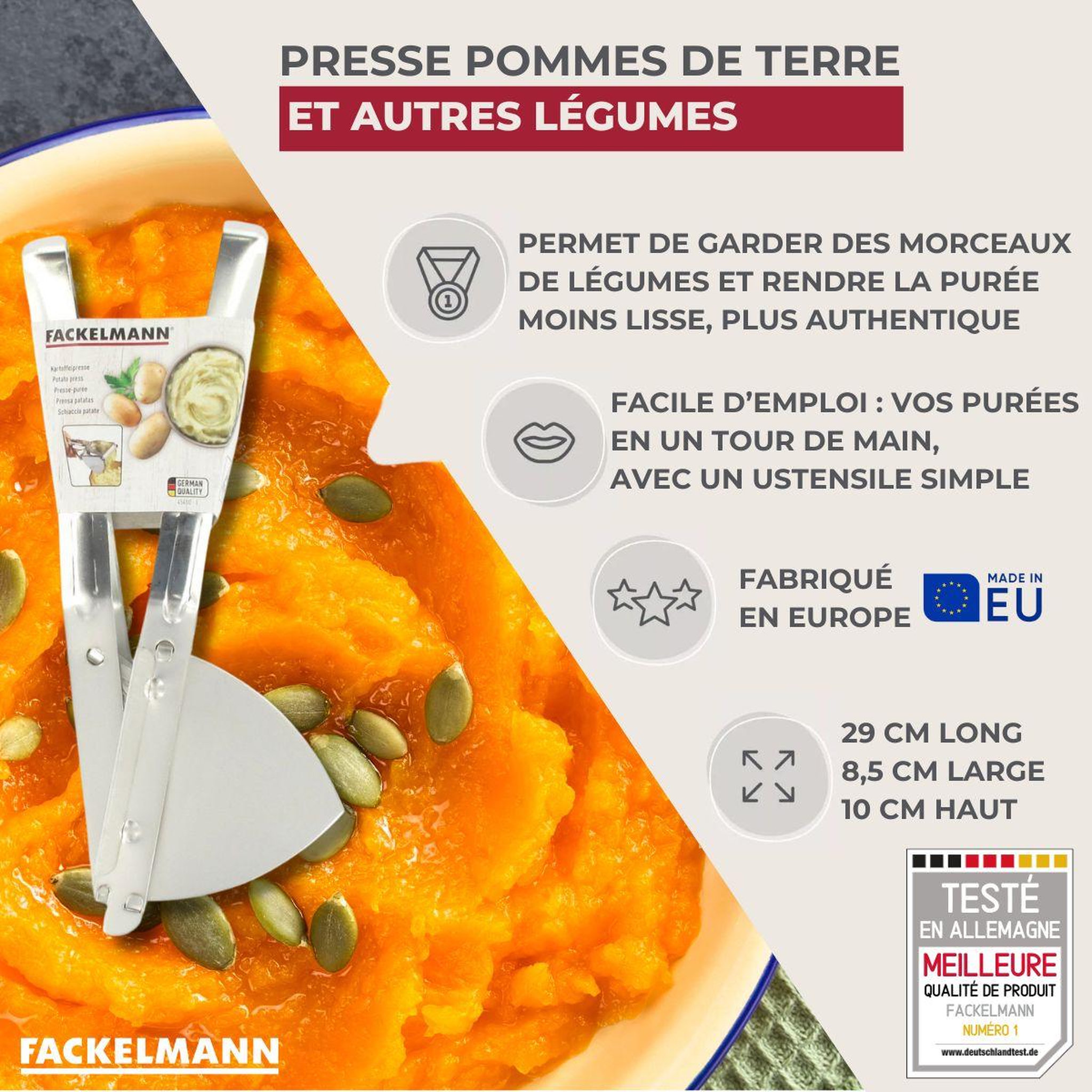 Voir la diapositive 3 : Fackelmann Presse-purée à levier fackelmann