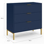 Voir la diapositive 5 : ID MARKET Commode 3 tiroirs BLENIA 80 cm bleu nuit et finitions dorées