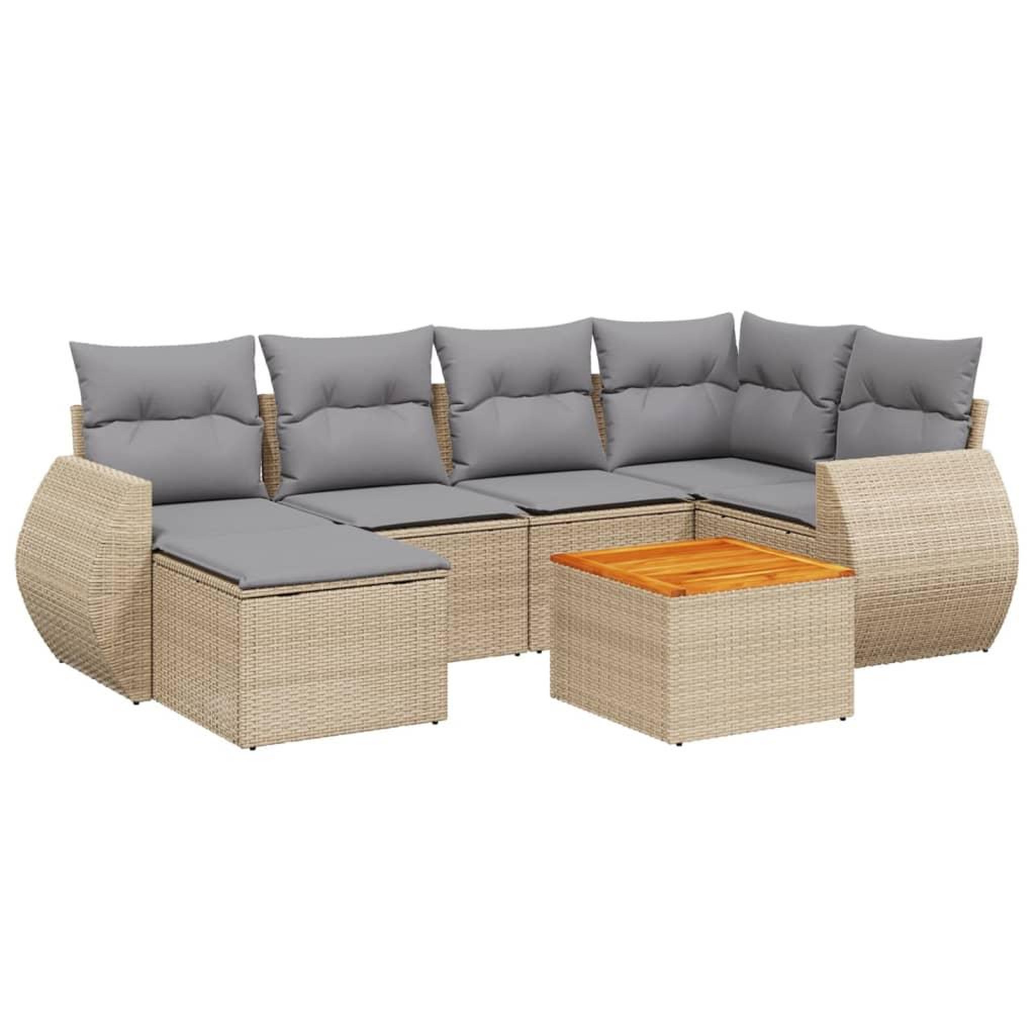 Voir la diapositive 2 : VIDAXL Salon de jardin avec coussins 7 pcs beige resine tressee