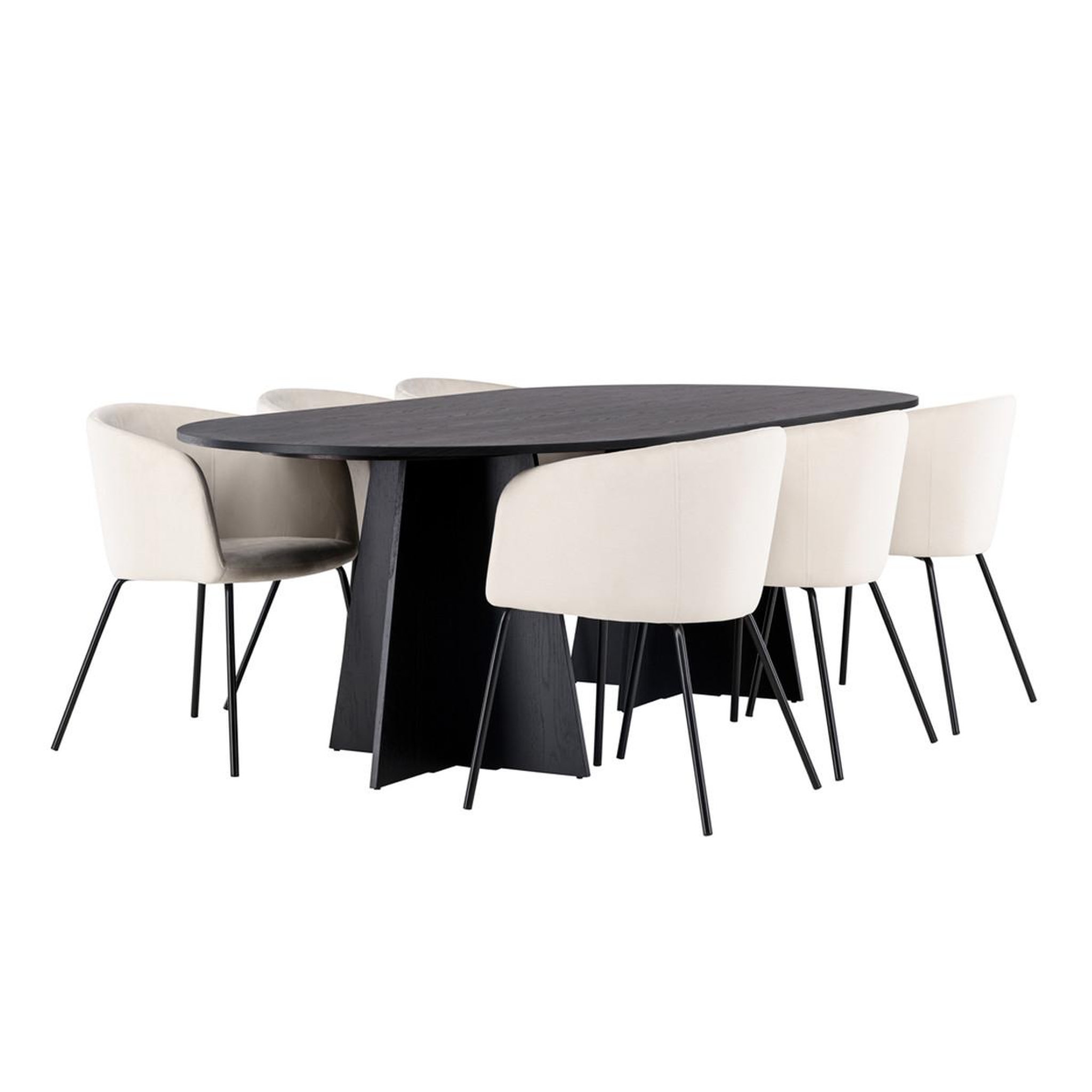 Paris Prix Ensemble table à manger & 6 chaises  bootcut & berit  230cm noir & beige clair