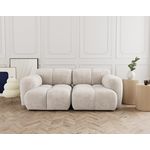 LISA DESIGN Grace - canapé modulable 2 places en velours texturé. Coloris disponibles : Gris, Vert, Bleu, Orange, Beige, Violet