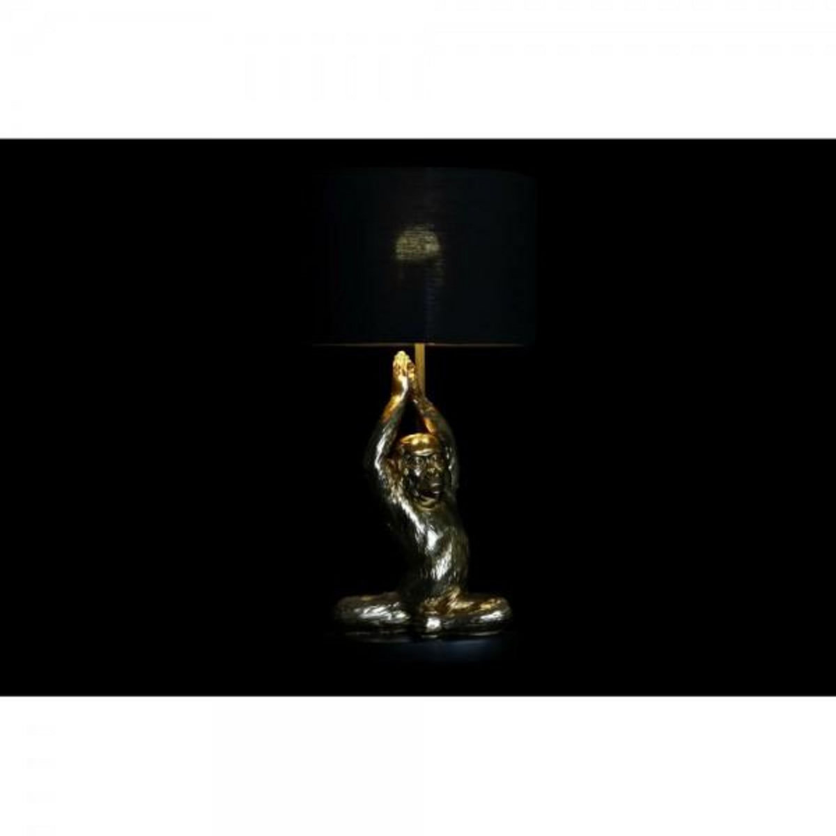 MARKET24 Lampe de bureau DKD Home Decor Noir Doré Polyester Résine Singe (25 x 25 x 48 cm)