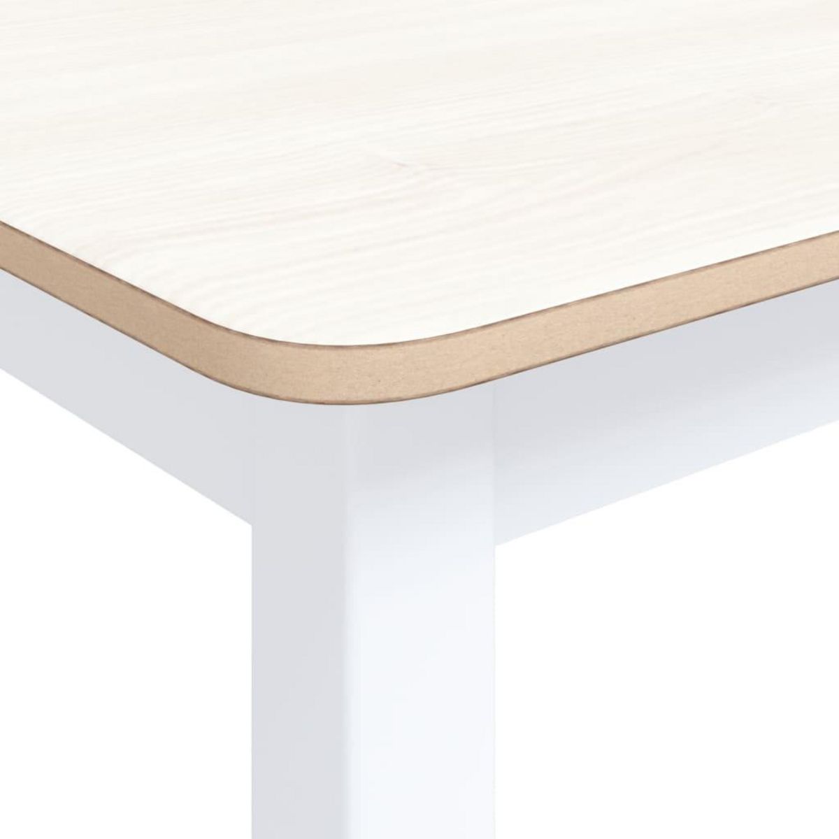 VIDAXL Table a manger Blanc et marron 114x71x75 cm Bois d'hevea massif
