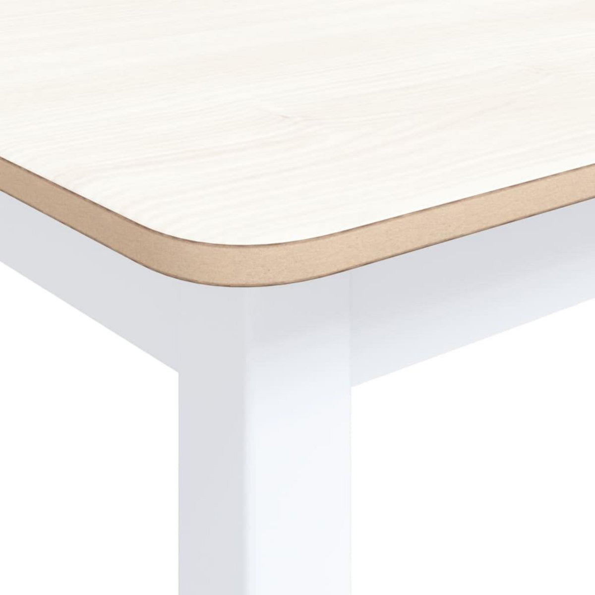 VIDAXL Table a manger Blanc et marron 114x71x75 cm Bois d'hevea massif