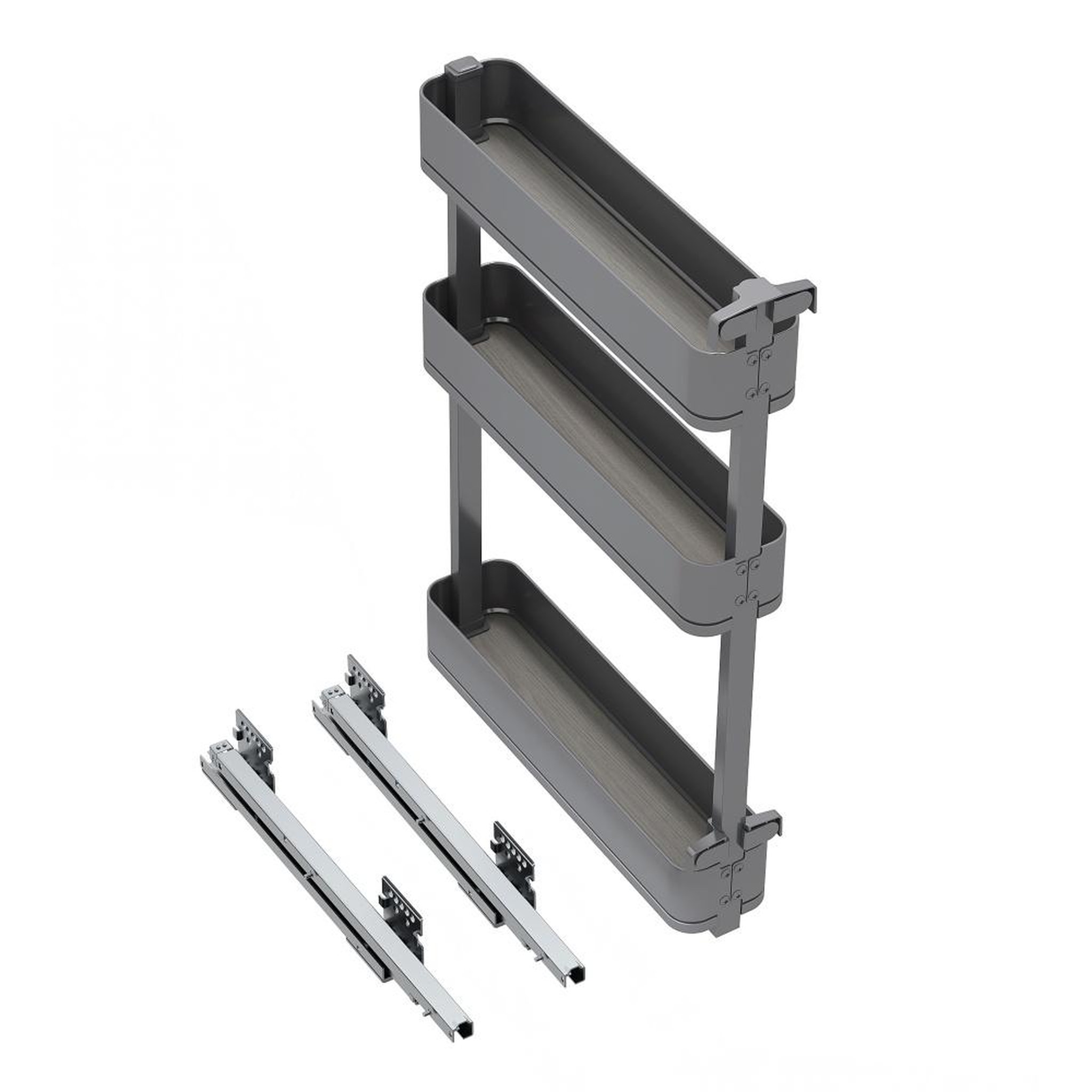 EMUCA SRL Porte-bouteilles latéral extractible Harmony avec fermeture amortie -  Module largeur 150mm hauteur 800mm -  Acier et Bois -  Gris anthracite