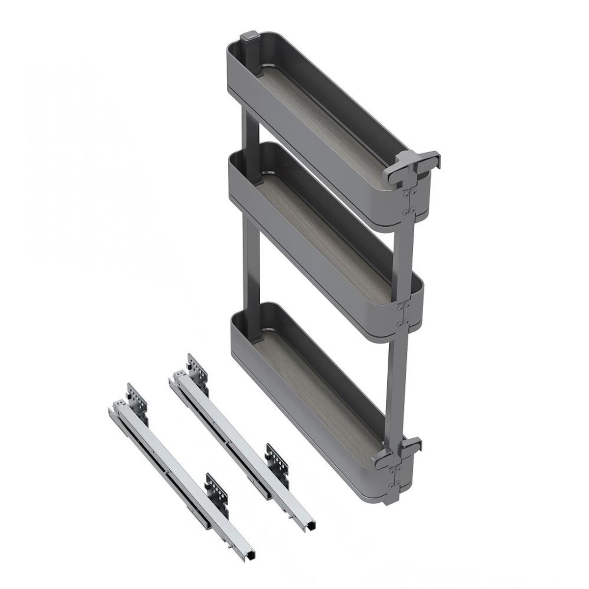 EMUCA SRL Porte-bouteilles latéral extractible Harmony avec fermeture amortie -  Module largeur 150mm hauteur 800mm -  Acier et Bois -  Gris anthracite