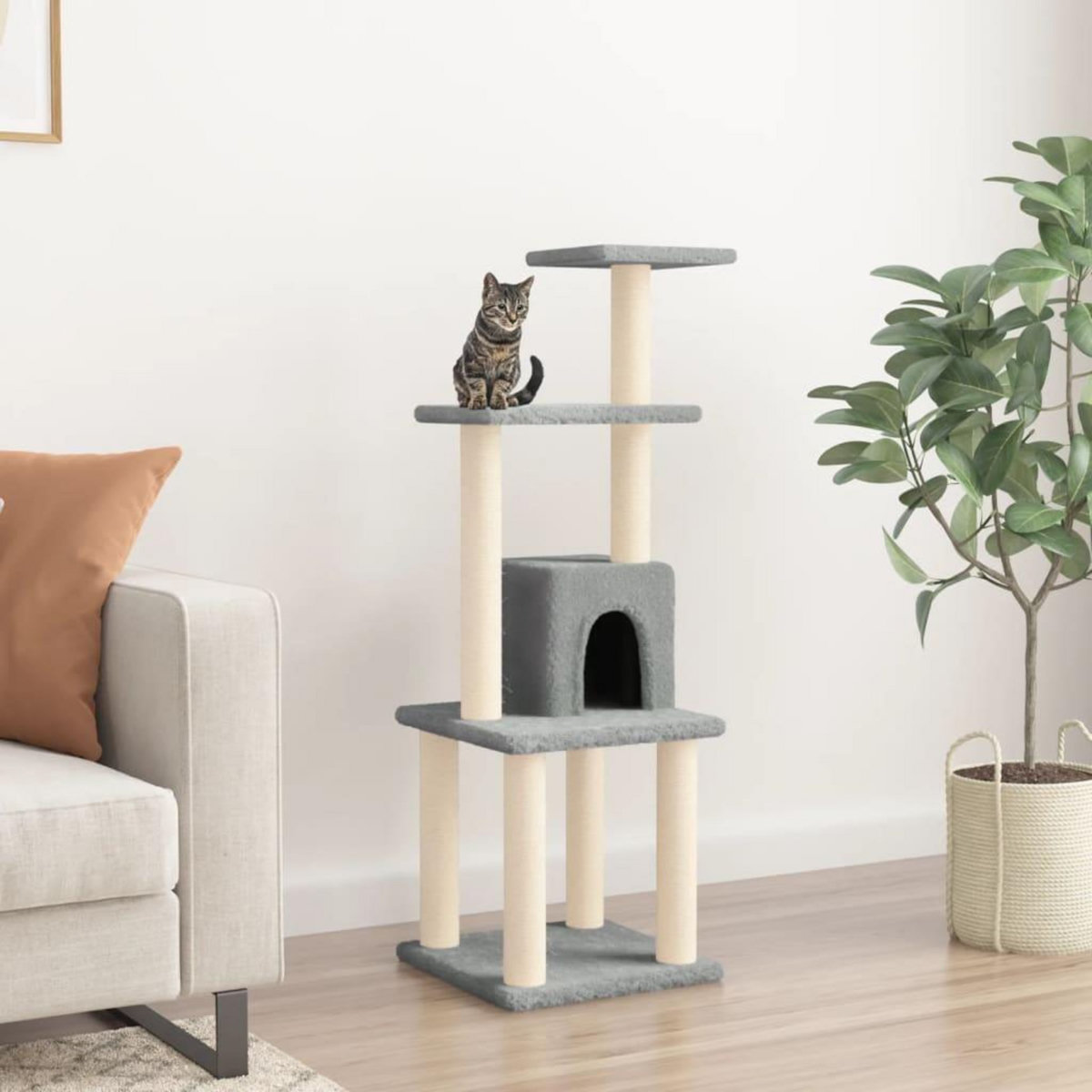 VIDAXL Arbre a chat avec griffoirs en sisal Gris clair 105 cm