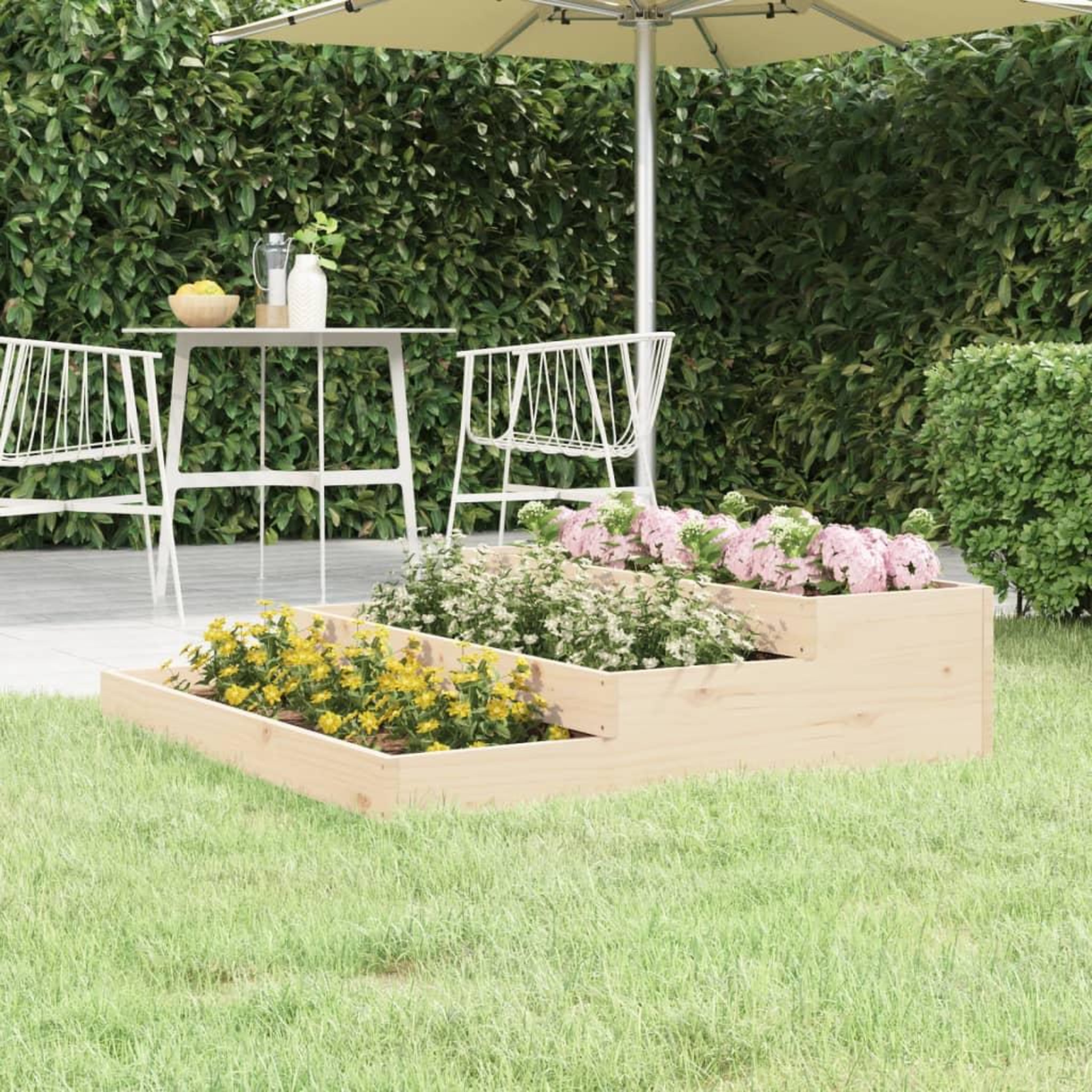 Voir la diapositive 1 : VIDAXL Jardiniere 107x107x27 cm Bois massif de pin